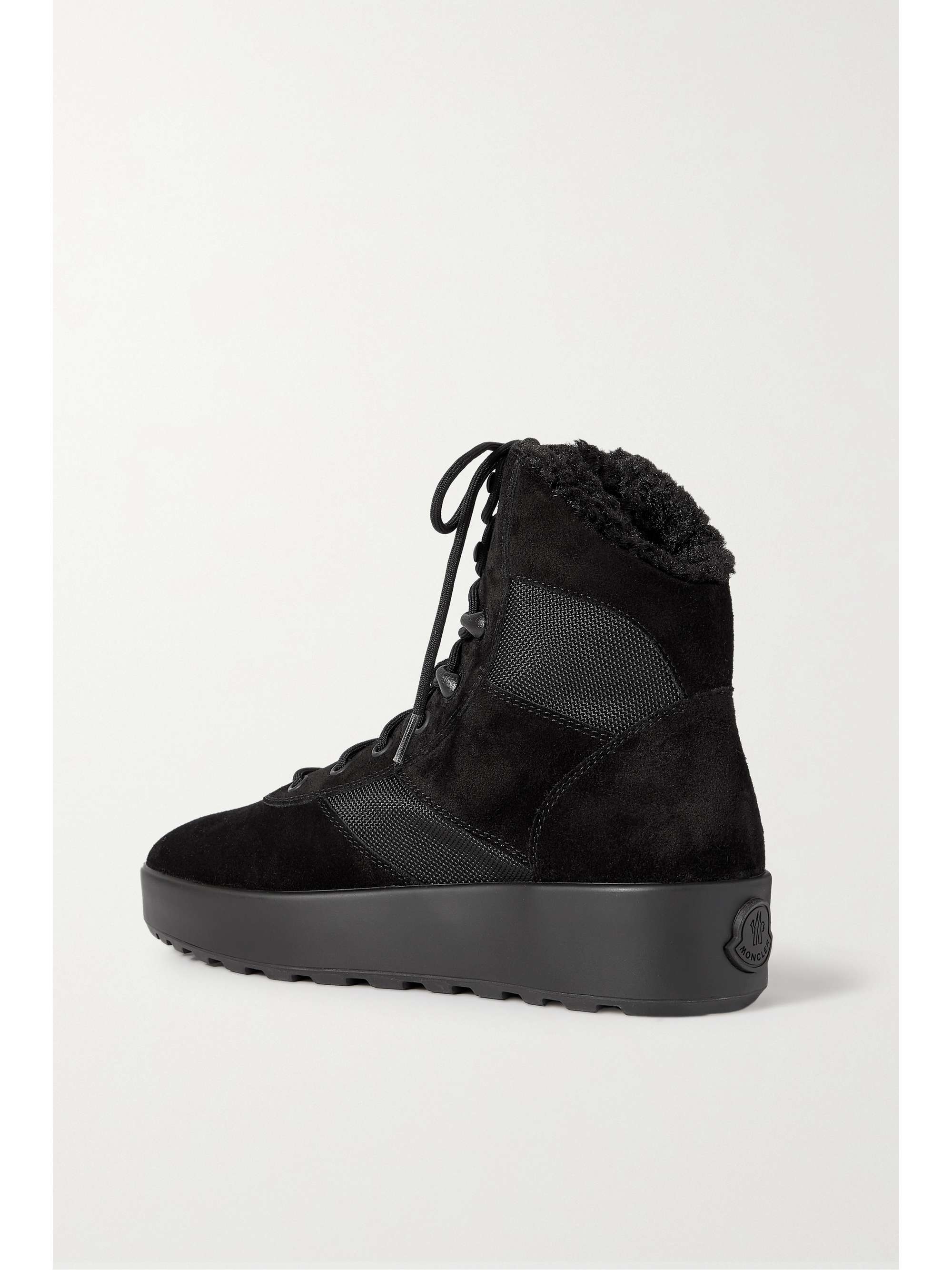MONCLER Promyx shearling-lined suede and mesh ankle boots