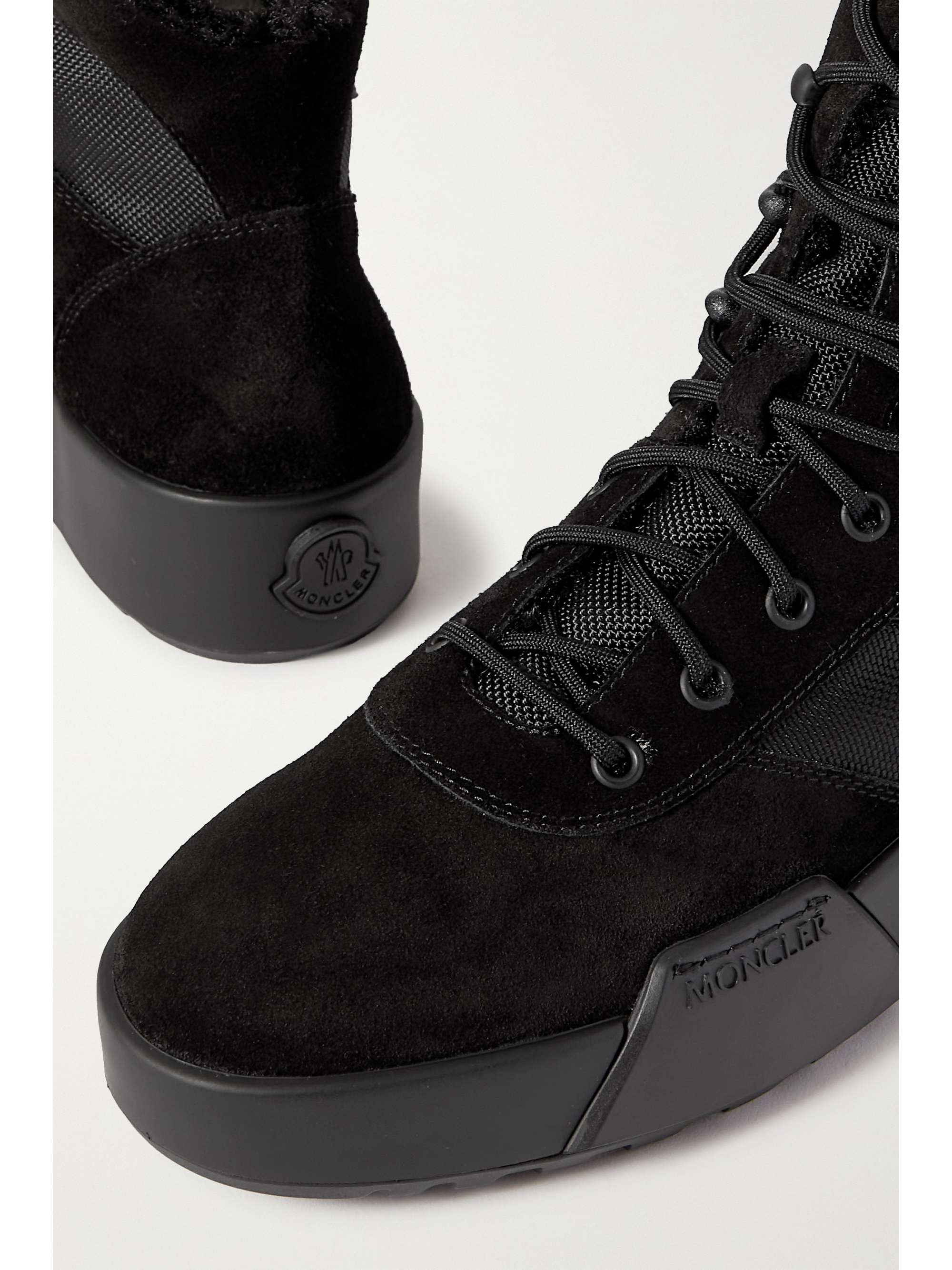 MONCLER Promyx shearling-lined suede and mesh ankle boots