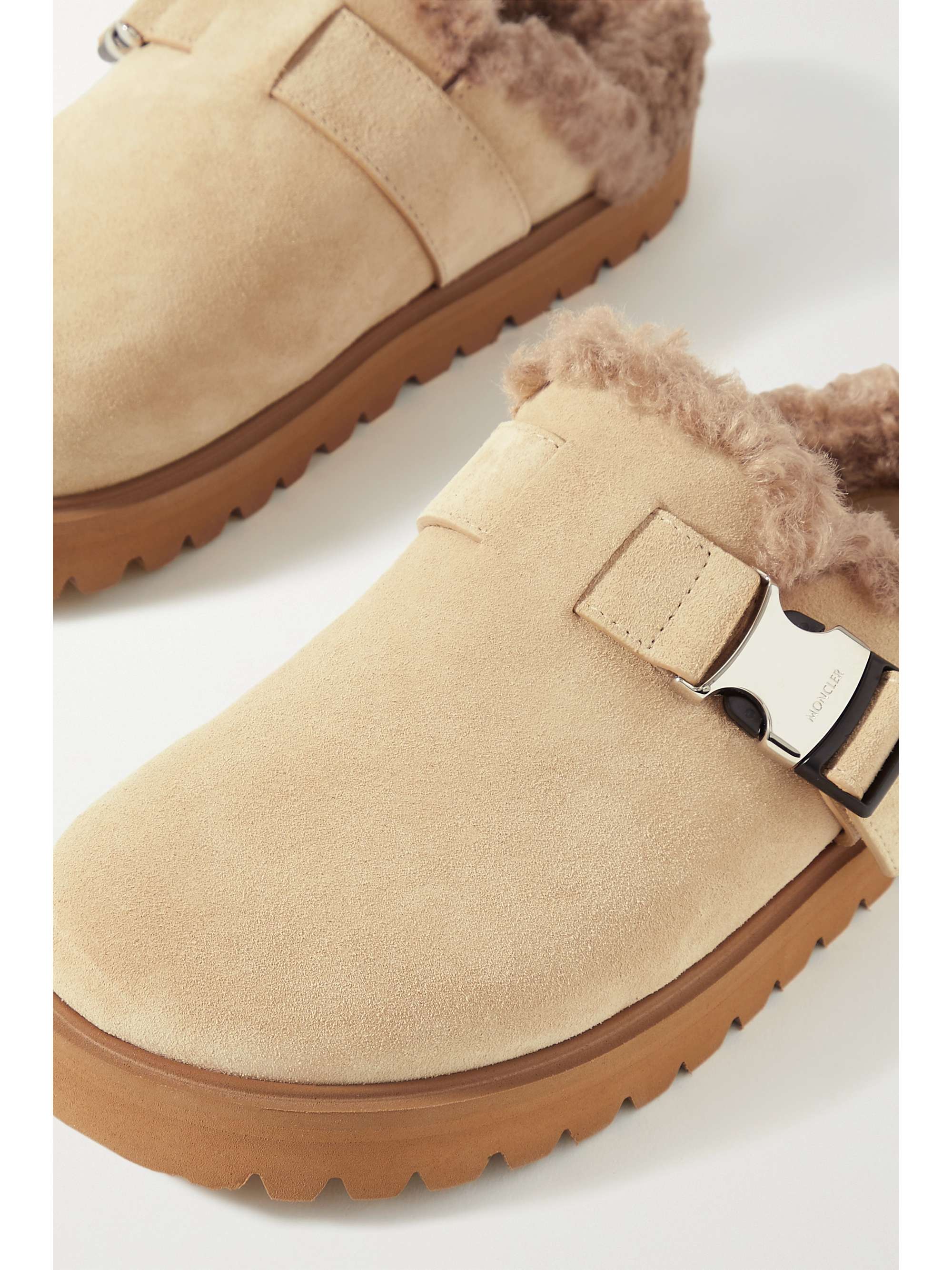 MONCLER Mon faux shearling-lined suede mules
