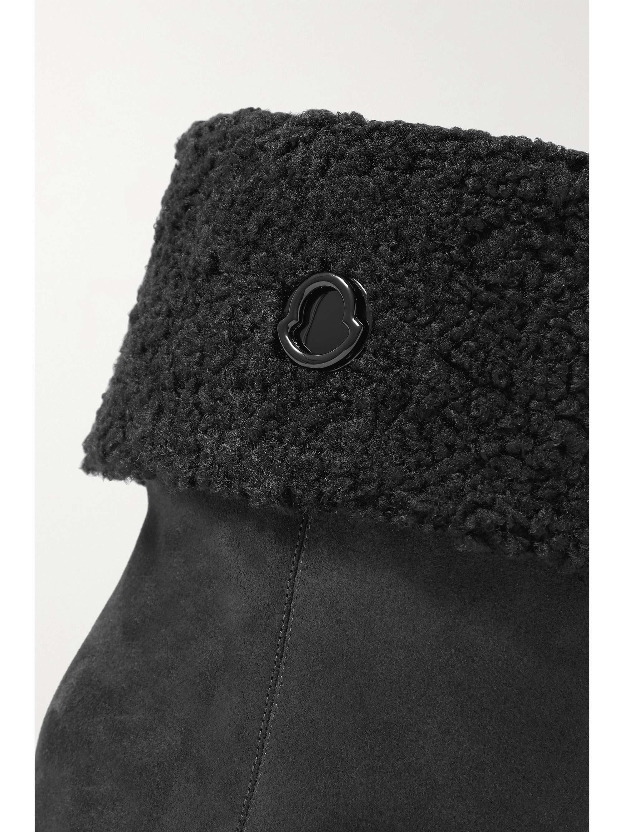MONCLER W Short faux shearling-lined suede wedge ankle boots