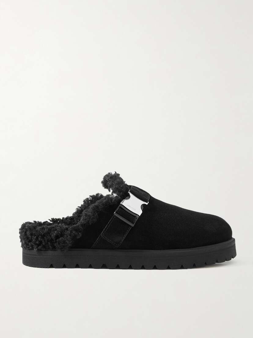 Moncler Mon Faux Shearling-lined Suede Mules