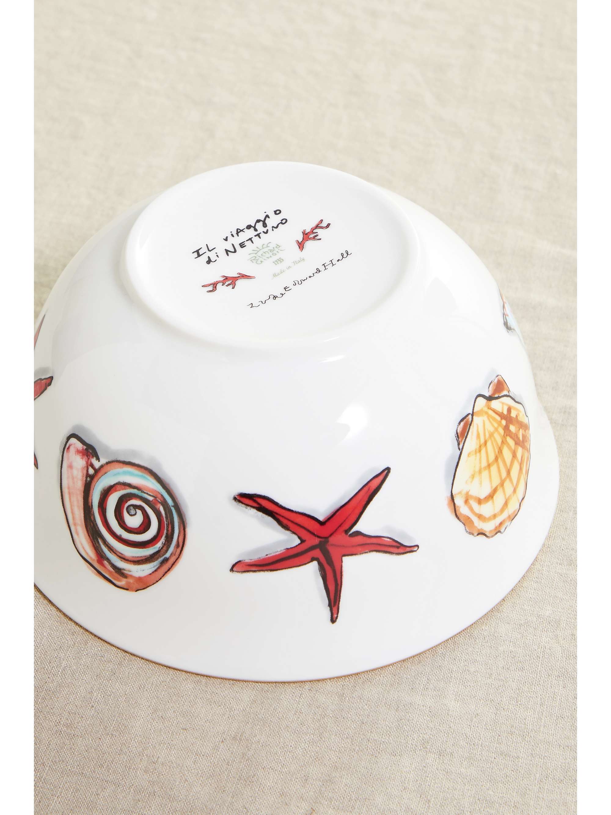 GINORI 1735 Bol en porcelaine plaquée or Il Viaggio di Nettuno x Luke Edward Hall, 17 cm