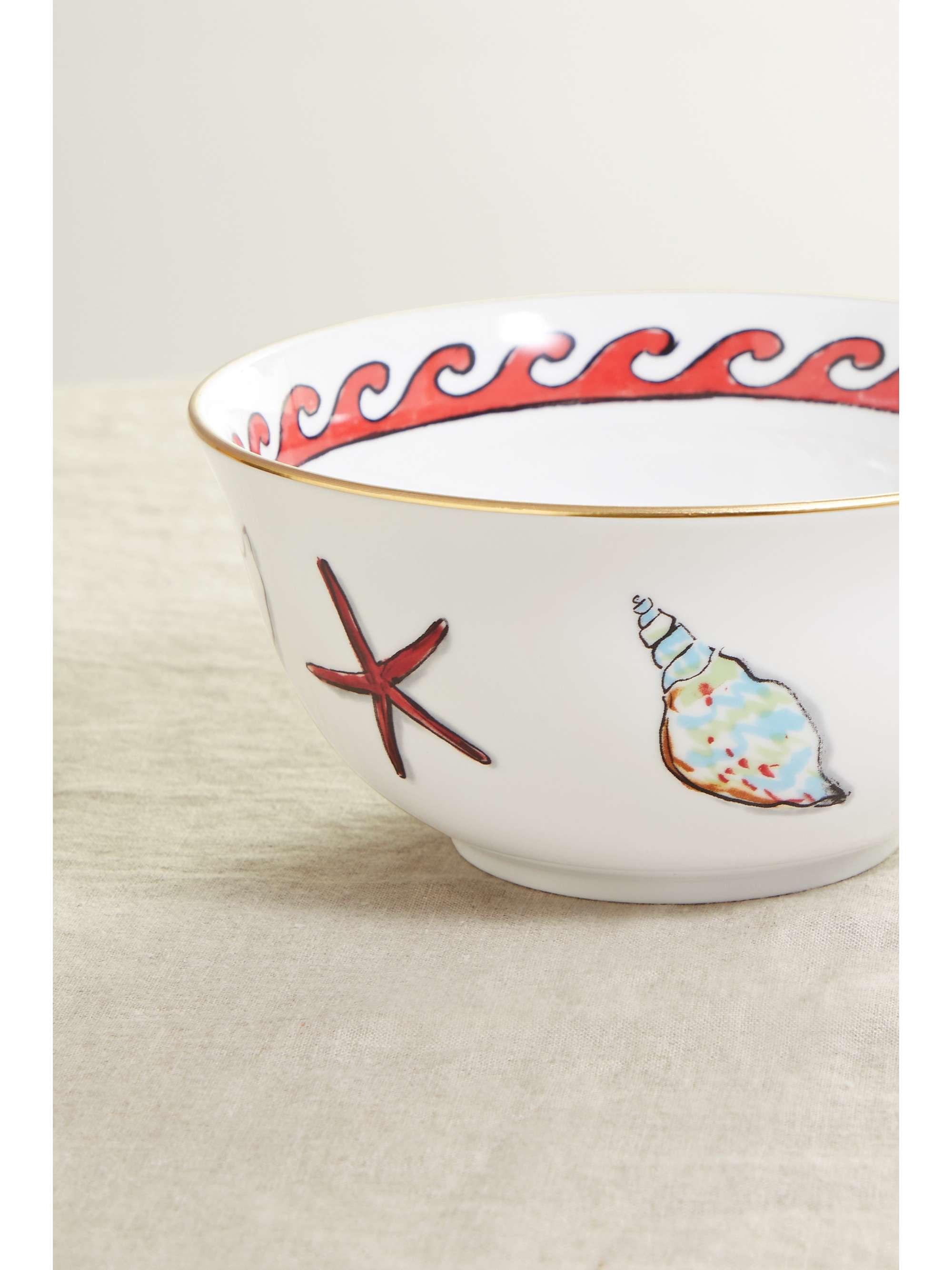 GINORI 1735 Bol en porcelaine plaquée or Il Viaggio di Nettuno x Luke Edward Hall, 17 cm