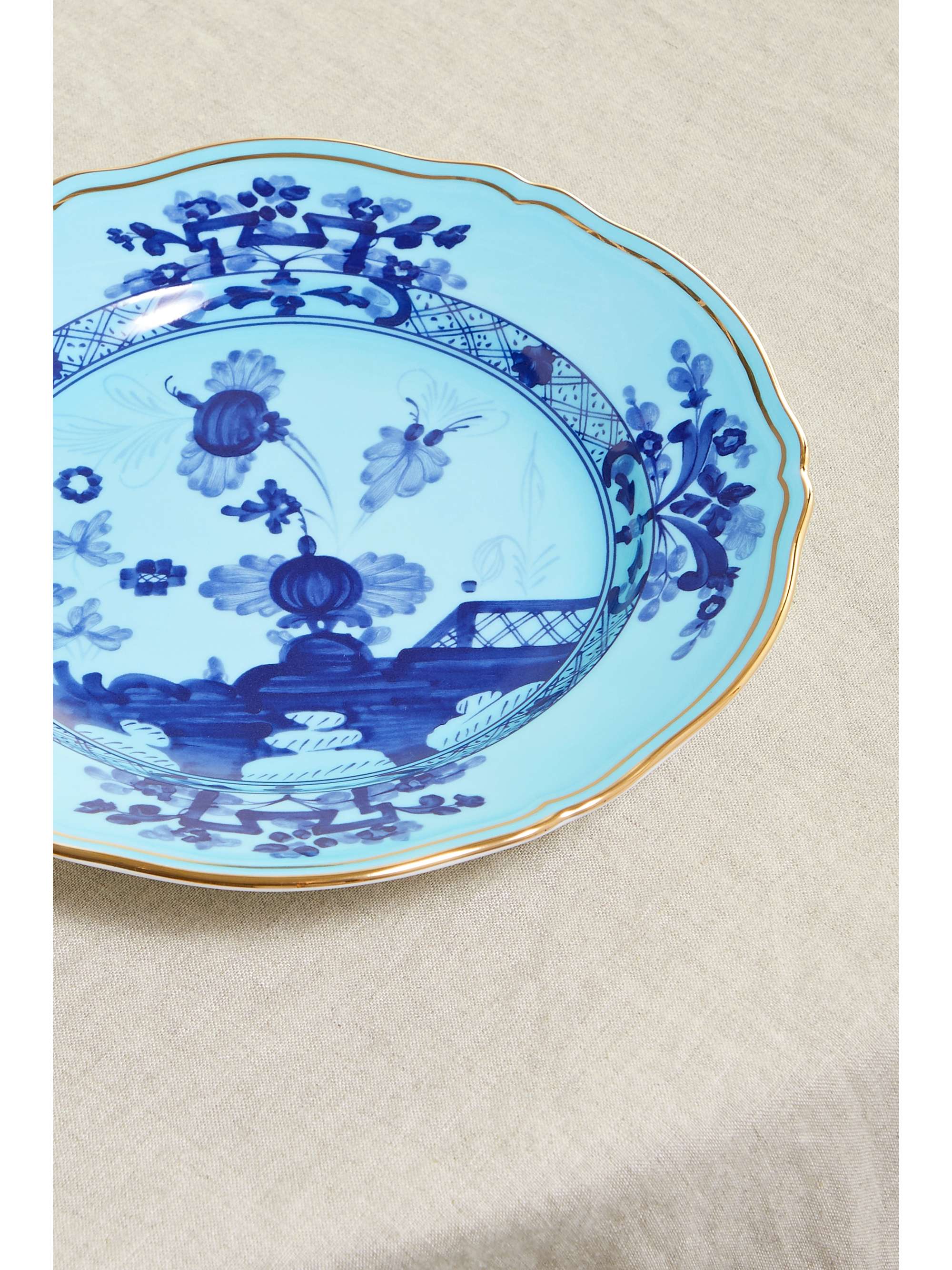 GINORI 1735 Oriente Italiano 21cm gold-plated porcelain dessert plate
