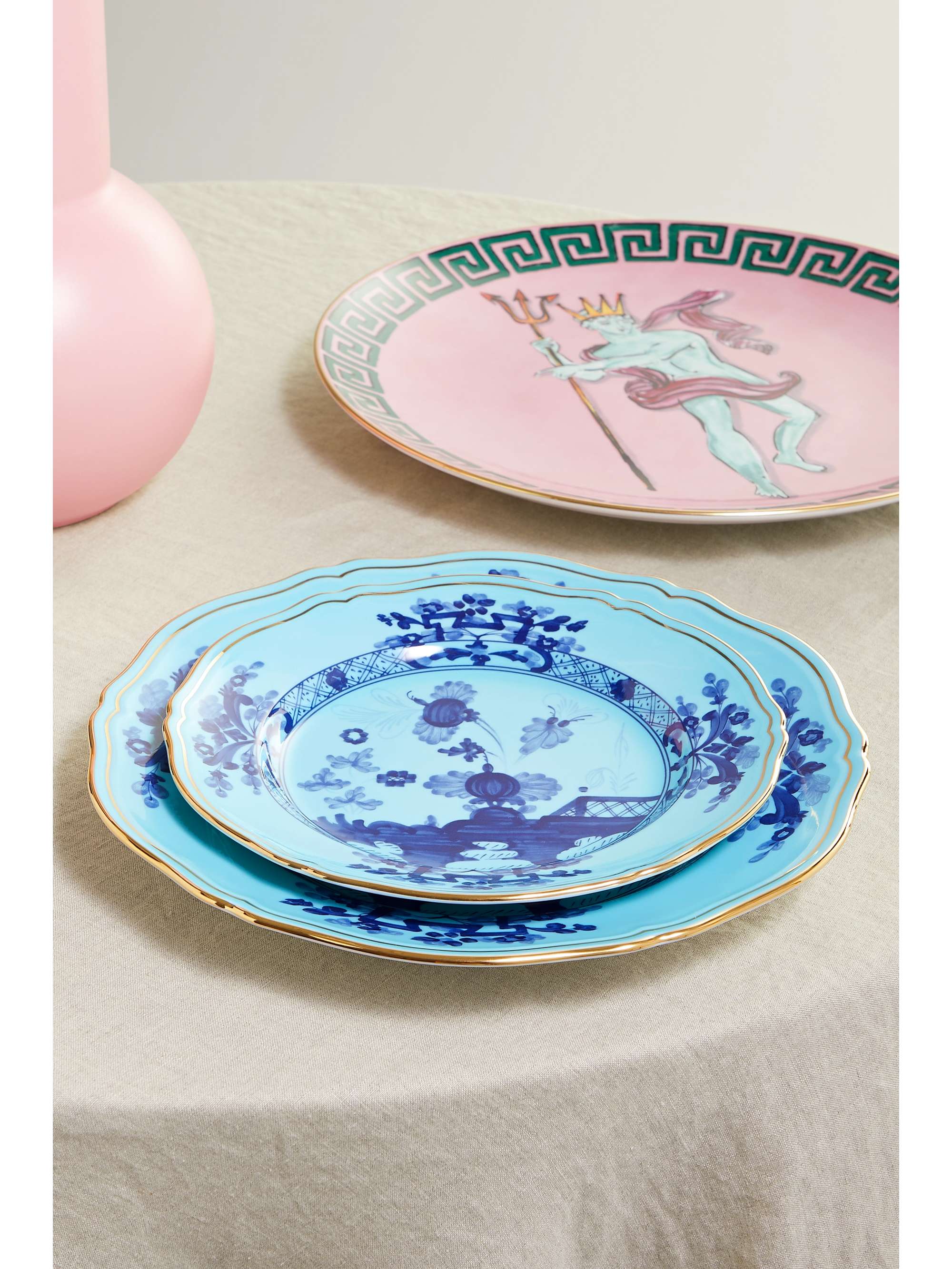 GINORI 1735 Oriente Italiano 21cm gold-plated porcelain dessert plate