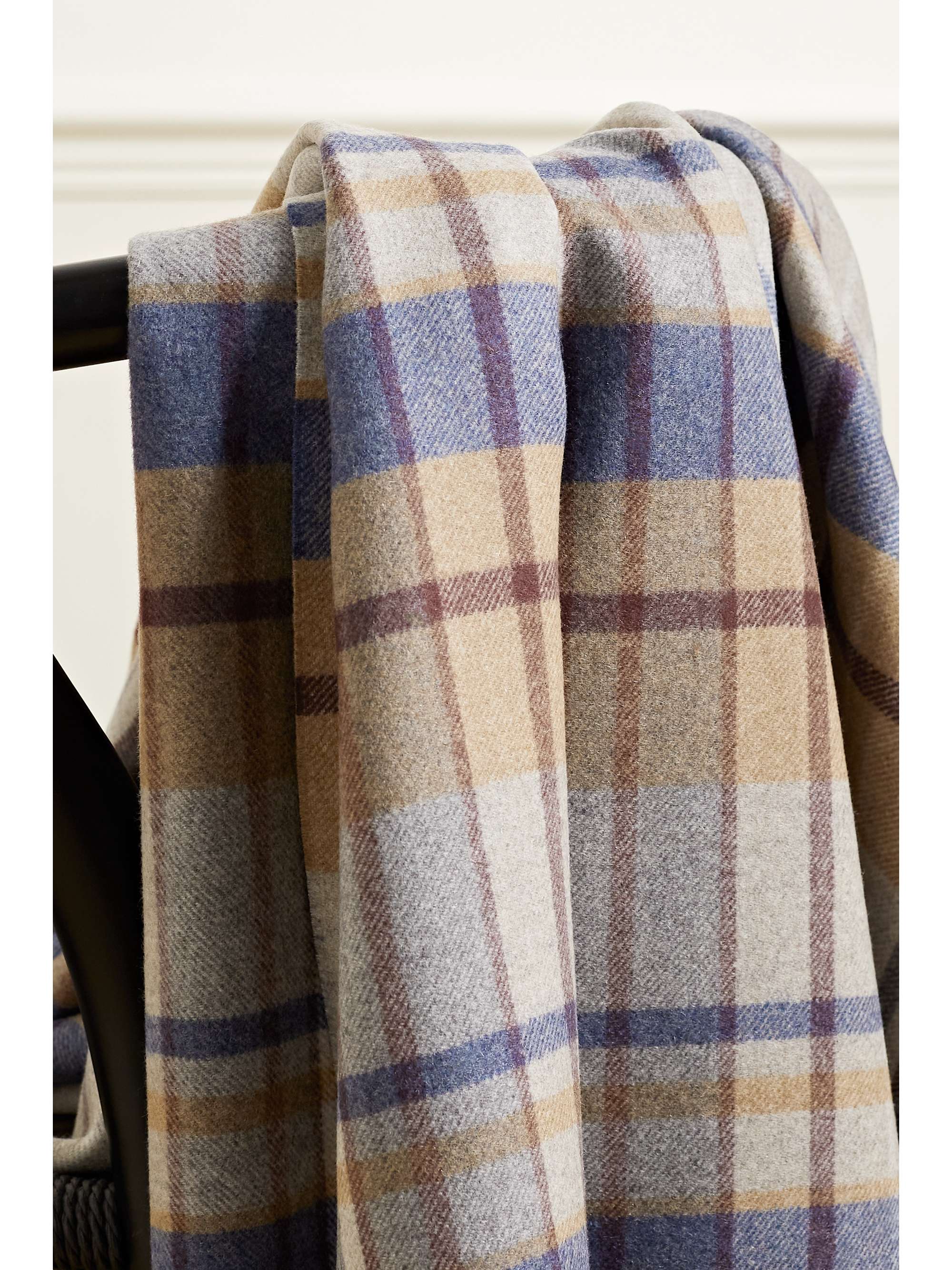 GABRIELA HEARST Fringed checked cashmere-twill blanket