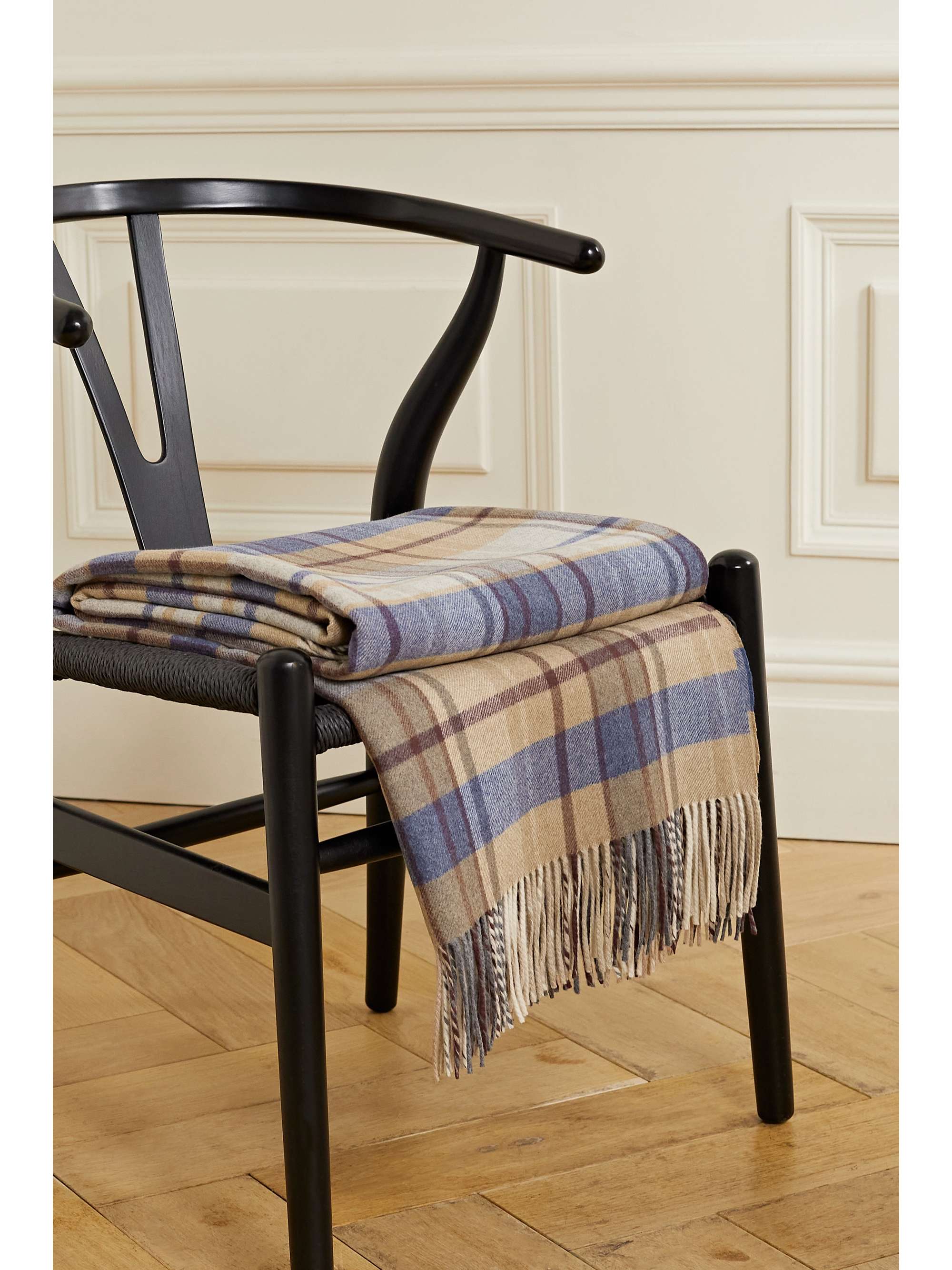 GABRIELA HEARST Fringed checked cashmere-twill blanket