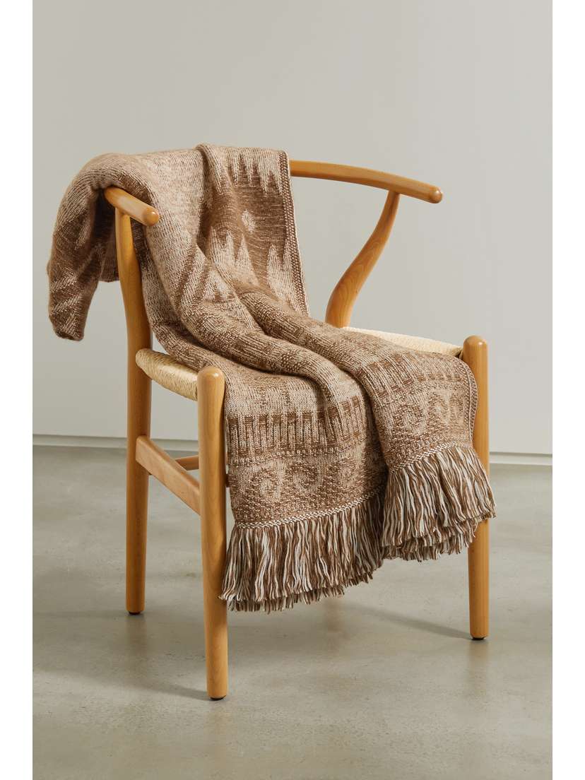 Alanui Land Of Alpacas Fringed Intarsia-knit Blanket