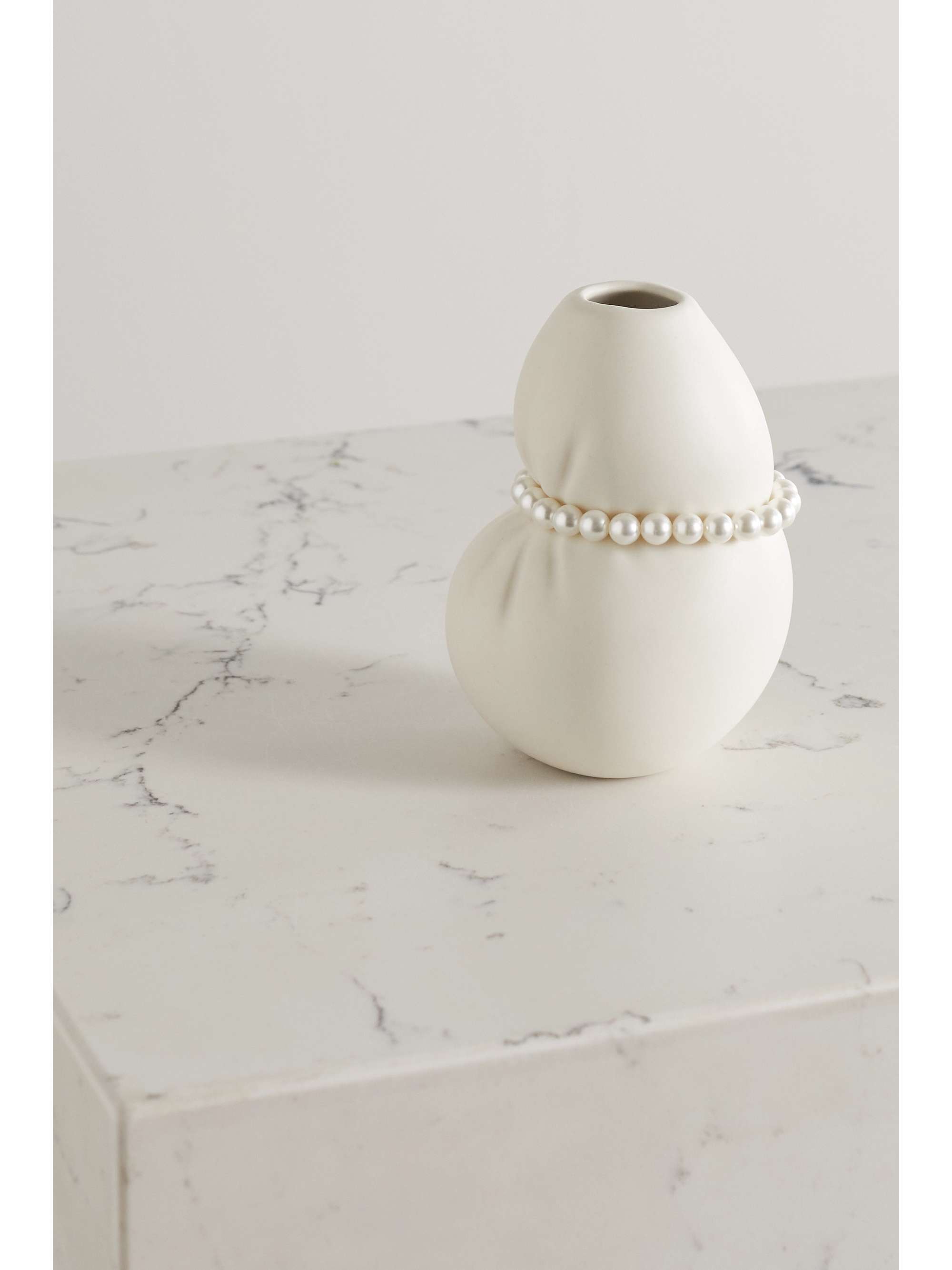 COMPLETEDWORKS Ceramic and faux pearl vase