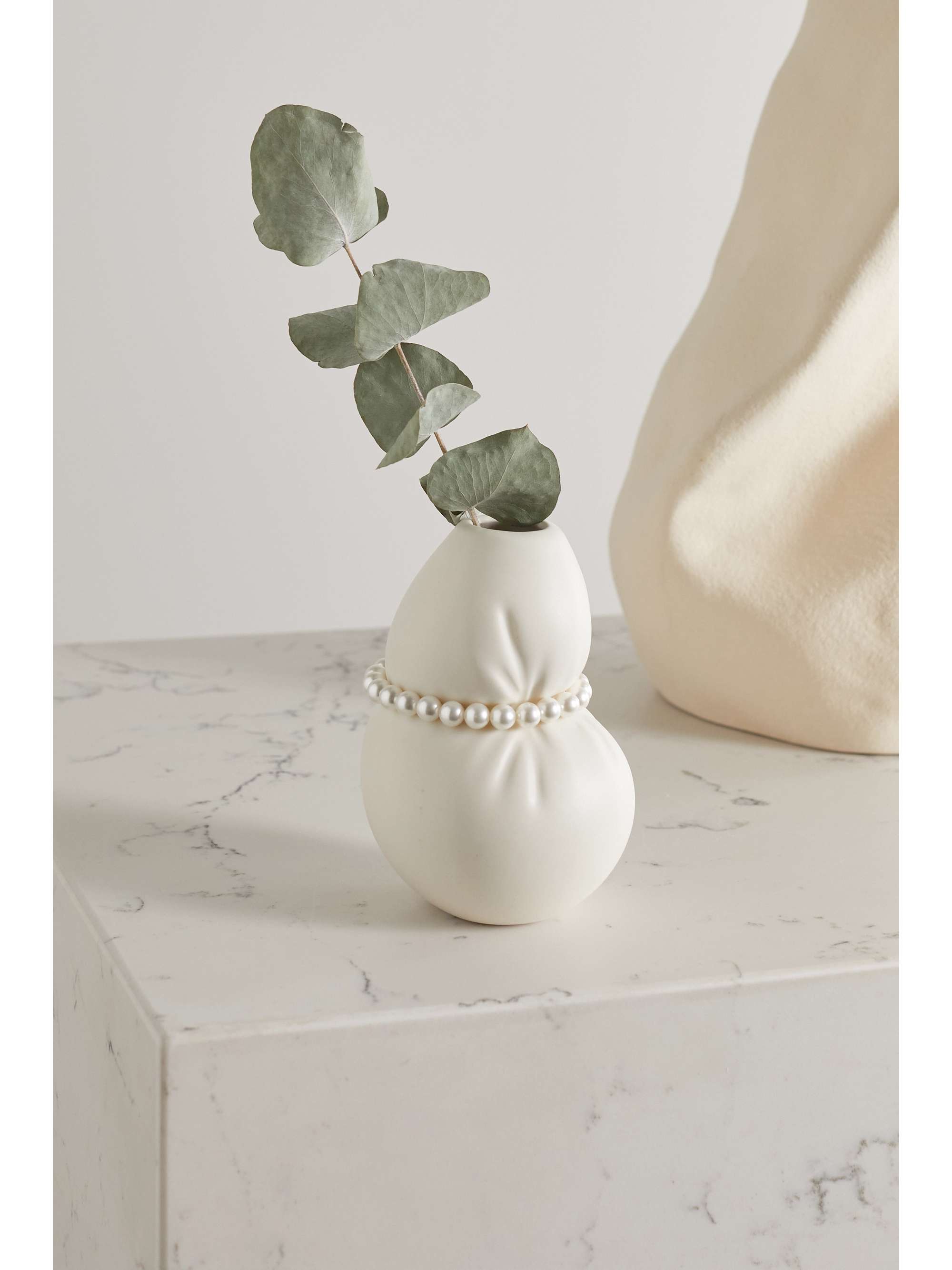 COMPLETEDWORKS Ceramic and faux pearl vase