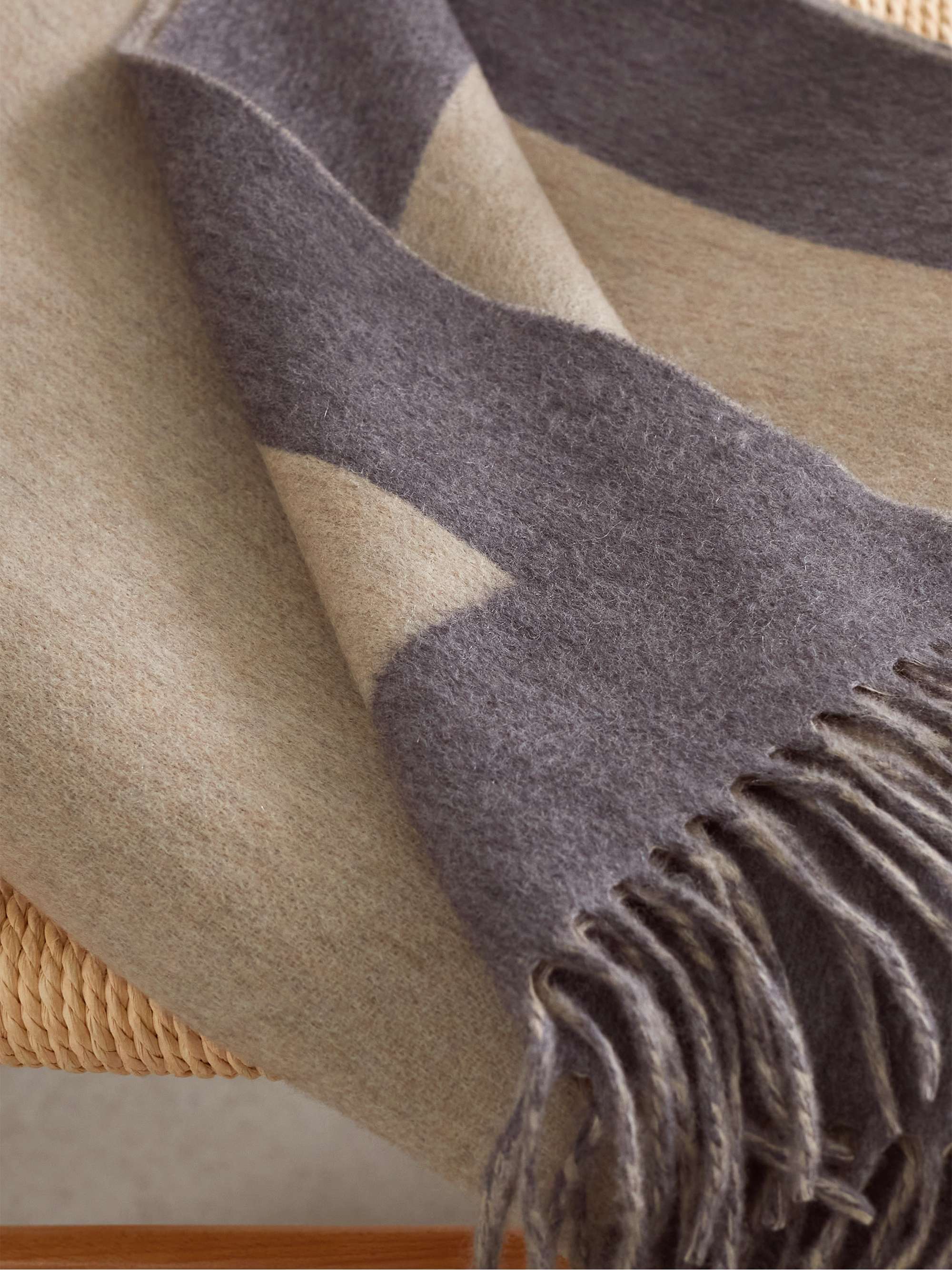 BRUNELLO CUCINELLI Two-tone cashmere blanket