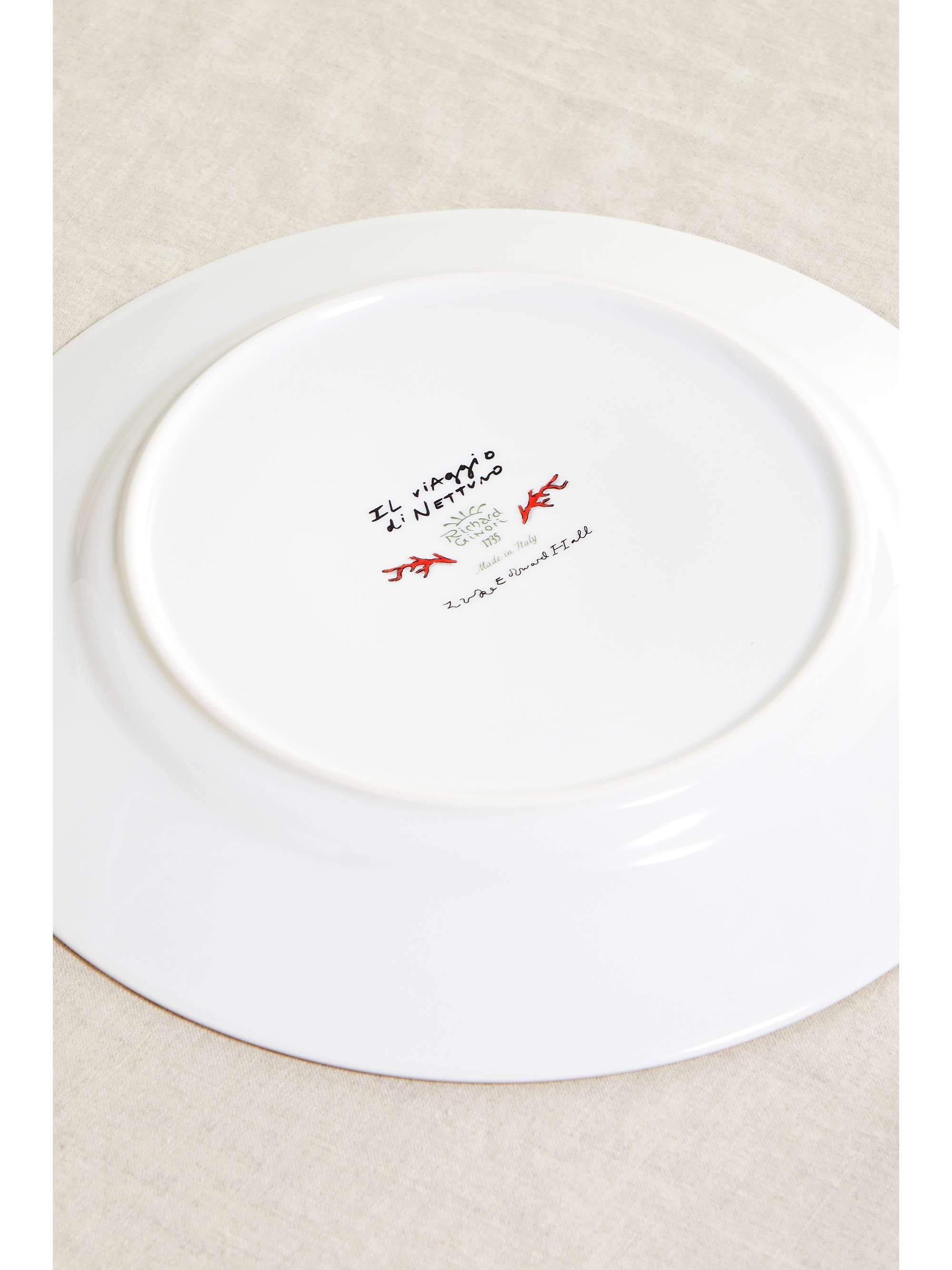 GINORI 1735 Assiette en porcelaine plaquée or Il Viaggio di Nettuno x Luke Edward Hall, 28 cm