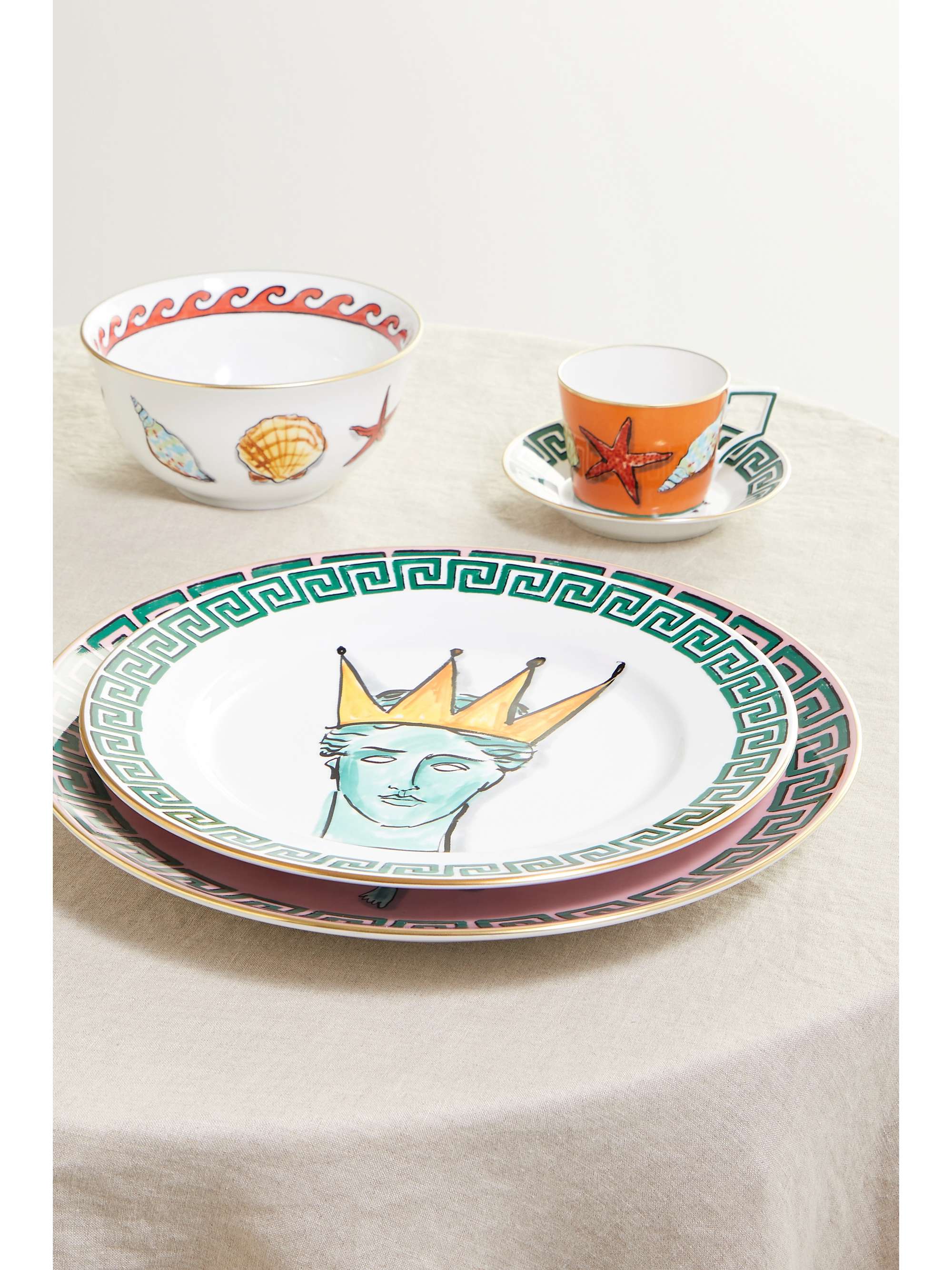 GINORI + Luke Edward Hall Il Viaggio di Nettuno 28cm gold-plated porcelain dinner plate
