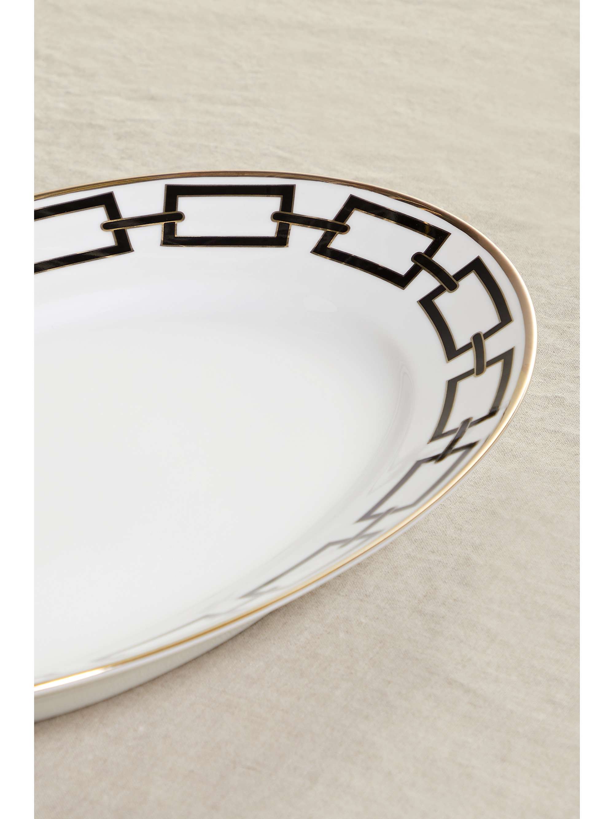 GINORI 1735 Plat en porcelaine plaquée or Catene, 34 cm