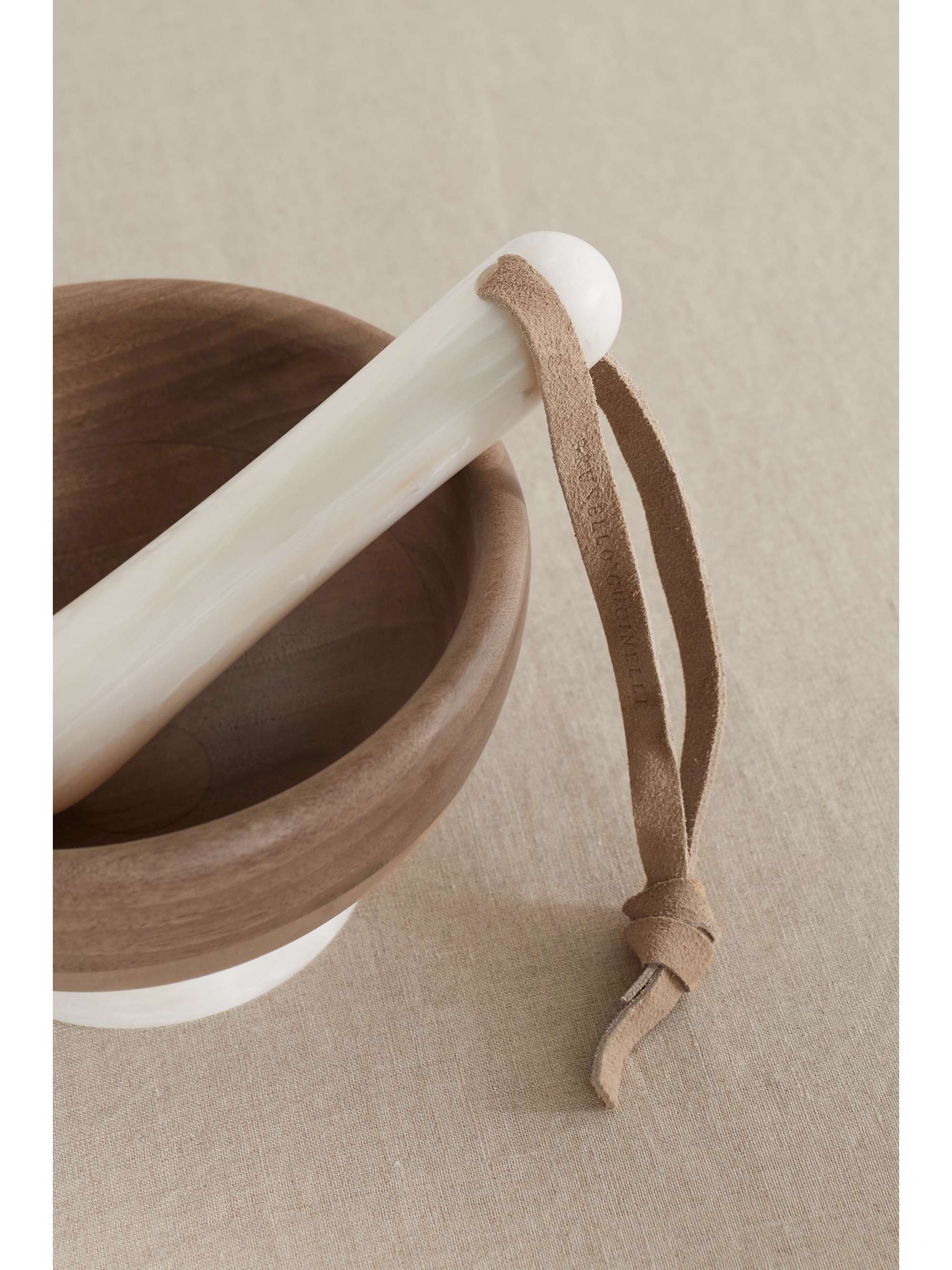 BRUNELLO CUCINELLI Krion pestle and walnut wood mortar