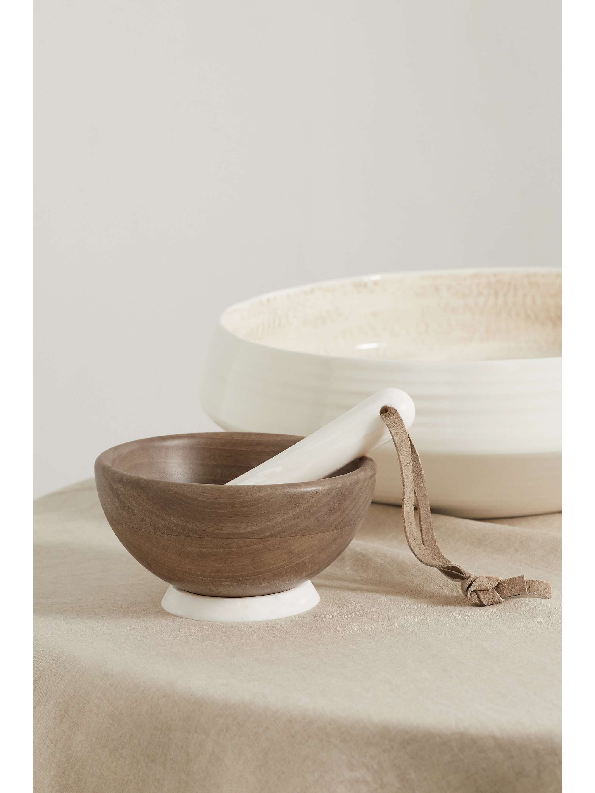 BRUNELLO CUCINELLI Krion pestle and walnut wood mortar