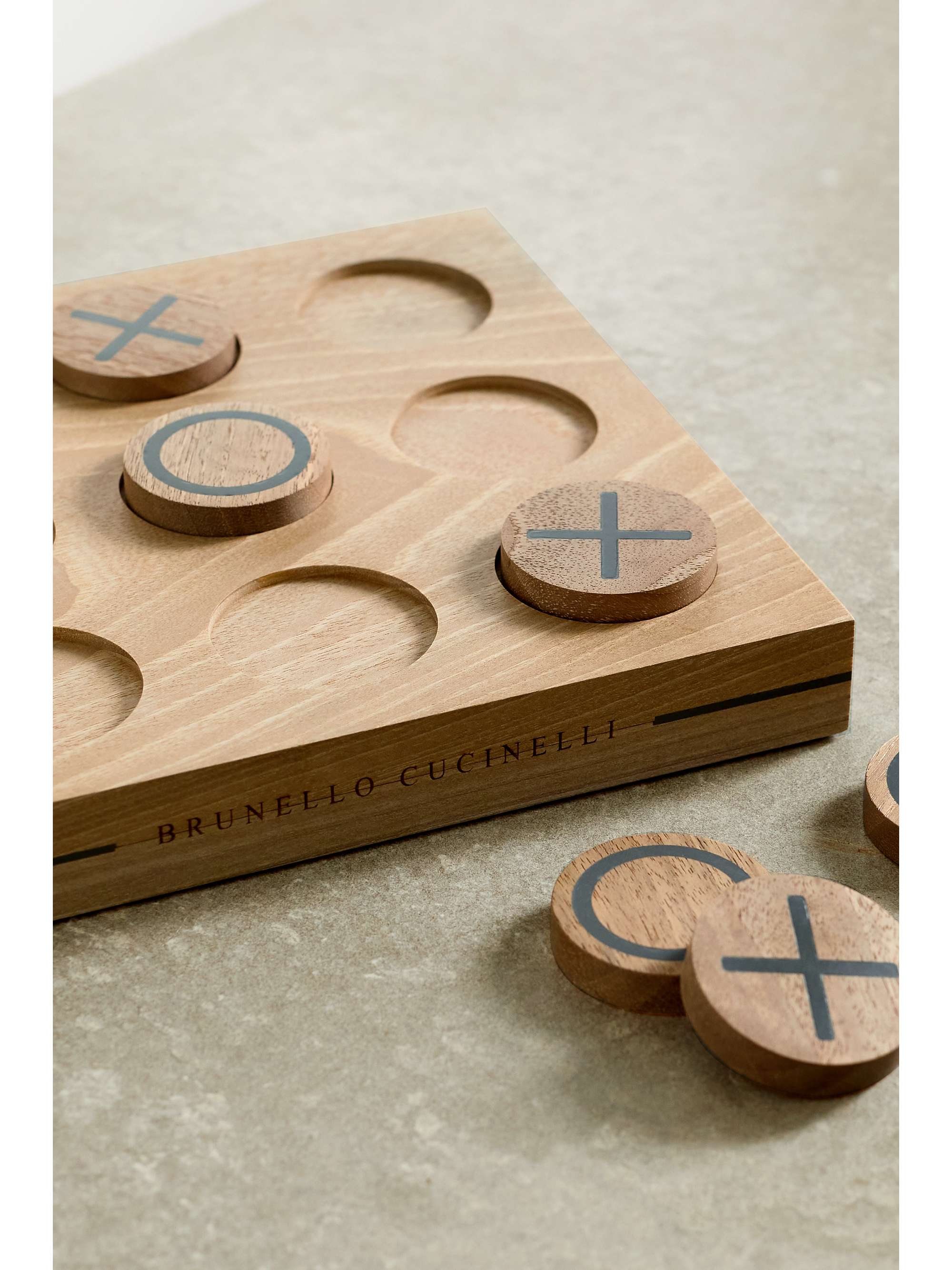 BRUNELLO CUCINELLI Walnut wood and Krion noughts and crosses set