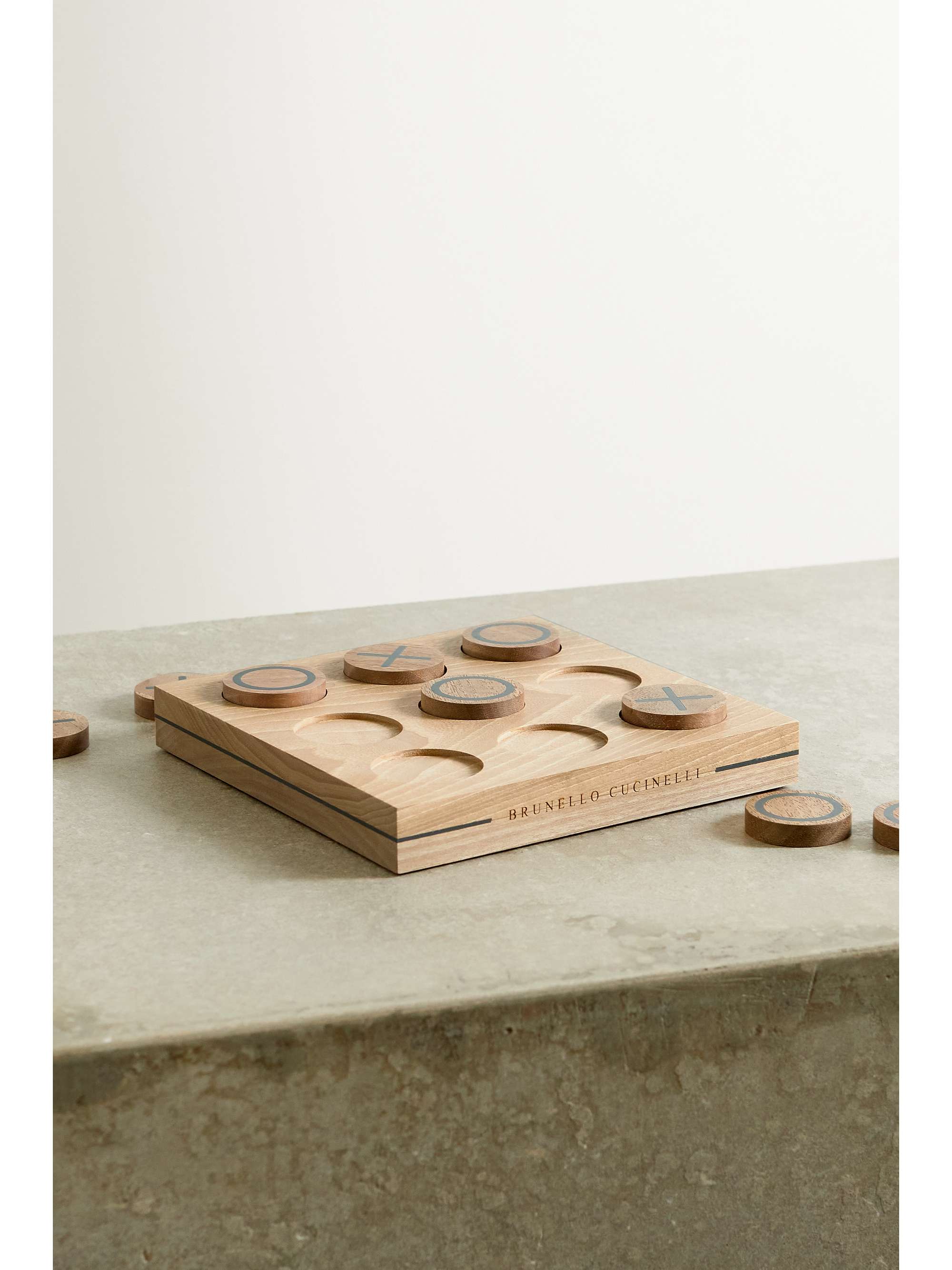 BRUNELLO CUCINELLI Walnut wood and Krion noughts and crosses set