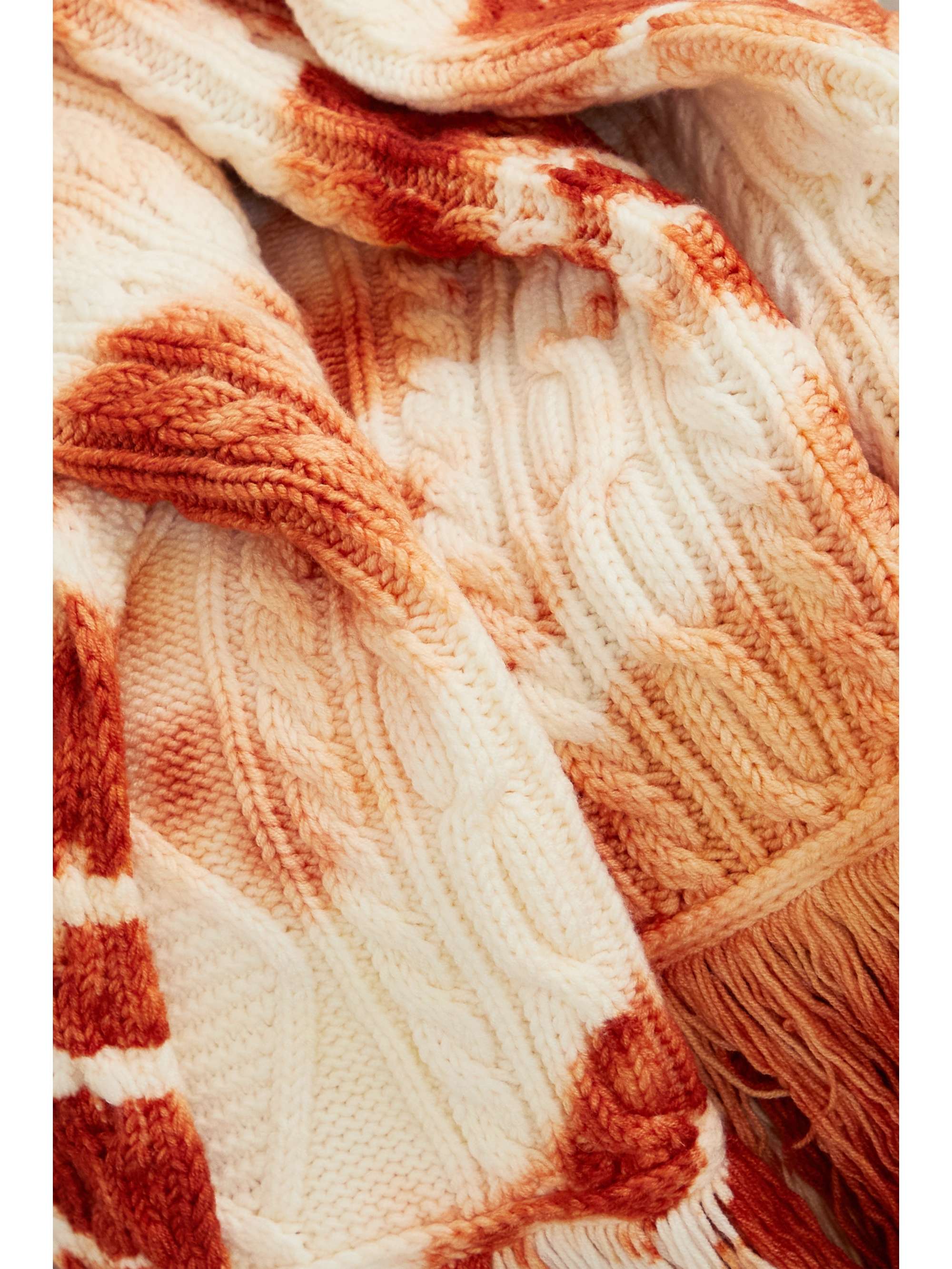 ALANUI Piedras Rojas fringed tie-dyed cable-knit wool blanket