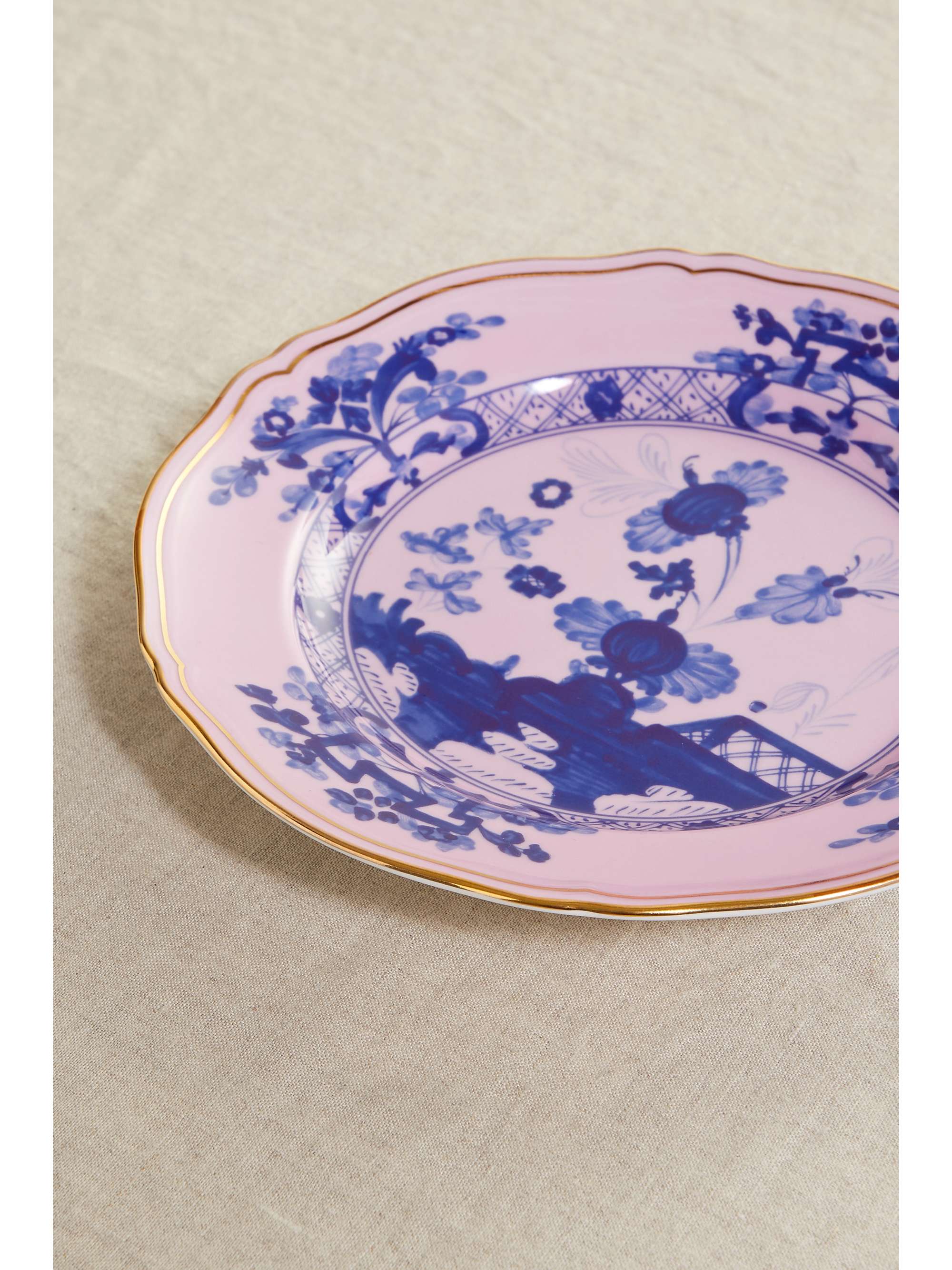 GINORI 1735 Oriente Italiano 21cm gold-plated porcelain dessert plate