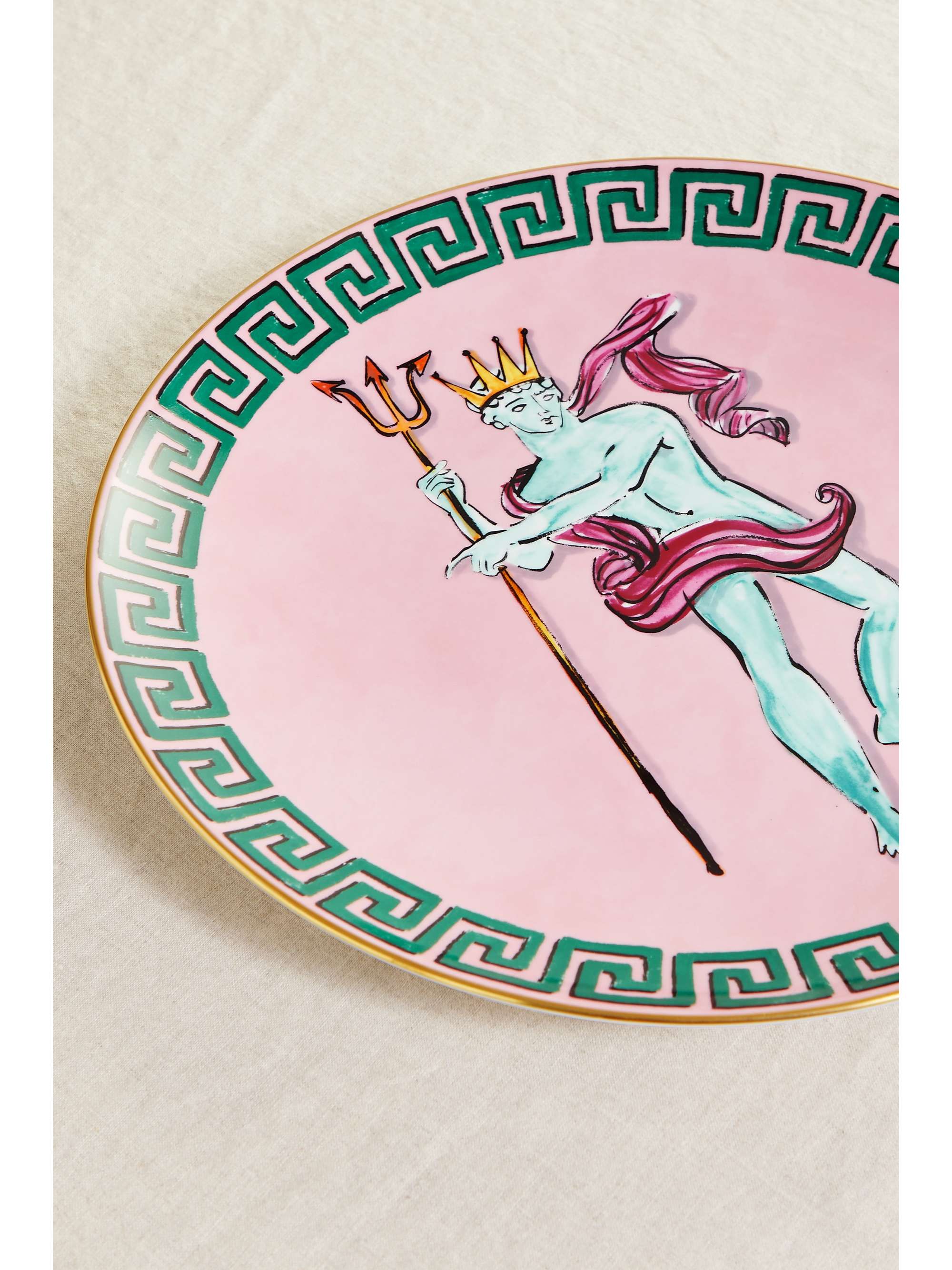 GINORI 1735 + Luke Edward Hall Il Viaggio di Nettuno 33cm gold-plated porcelain charger plate