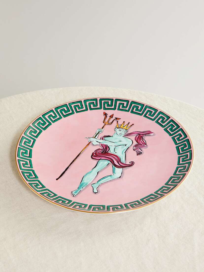 GINORI 1735 + Luke Edward Hall Il Viaggio Di Nettuno 33cm Gold-plated Porcelain Charger Plate