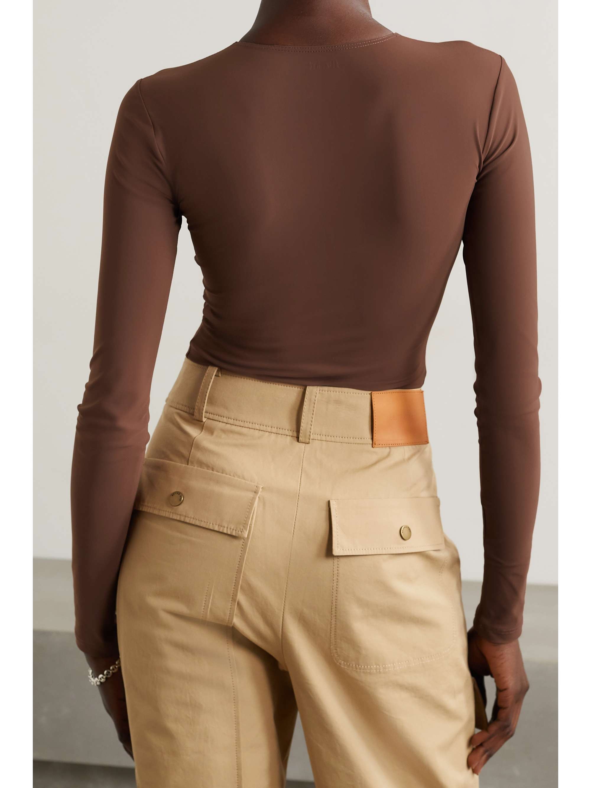 Brown Leroy stretch-jersey thong 