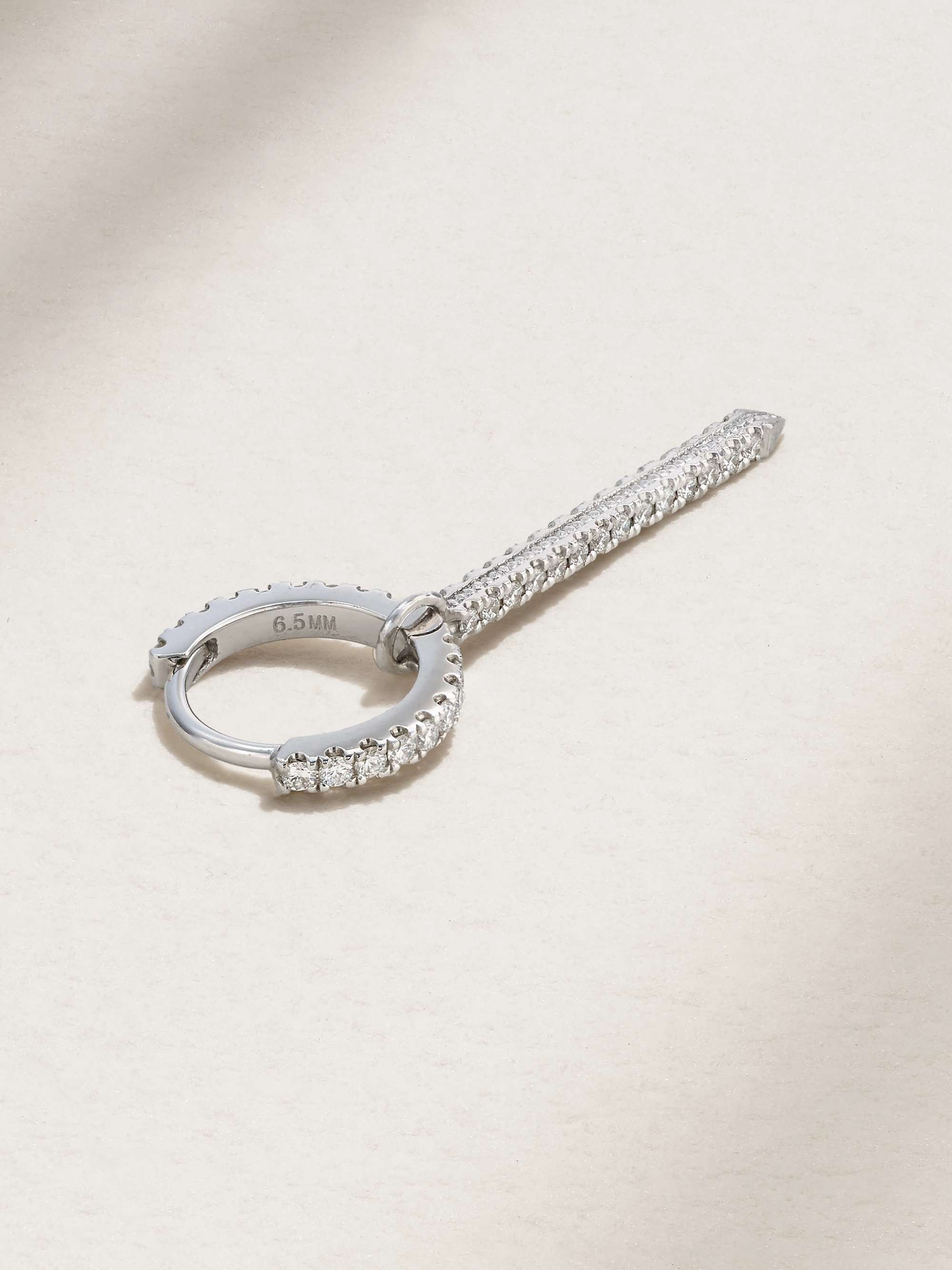 MARIA TASH Eternity Bar 6.5mm 18-karat white gold, diamond and sapphire single hoop earring