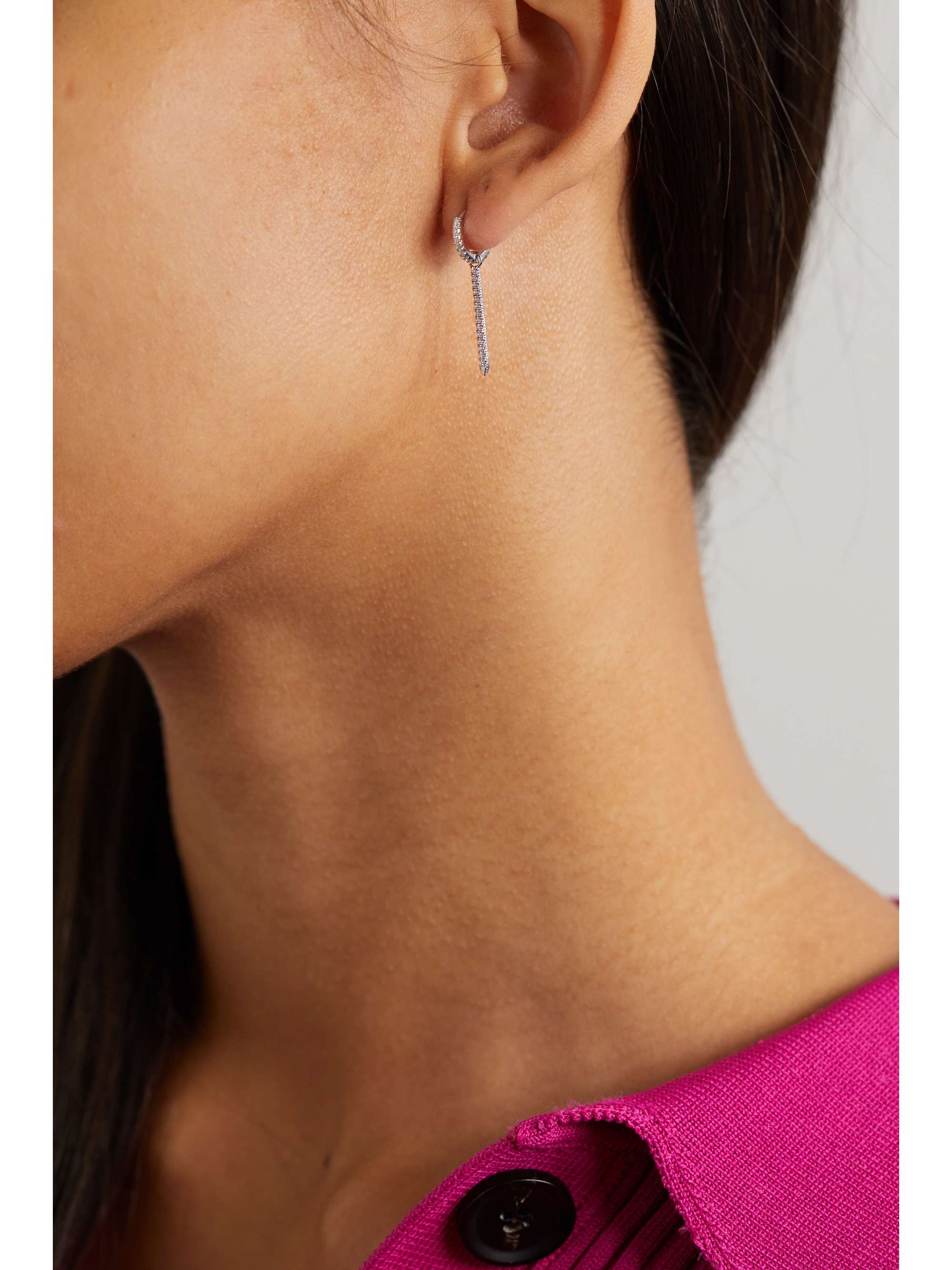 MARIA TASH Eternity Bar 6.5mm 18-karat white gold, diamond and sapphire single hoop earring
