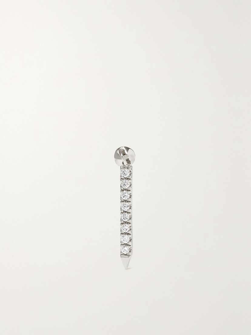 MARIA TASH Eternity Bar 11mm 18-karat White Gold Diamond Single Earring
