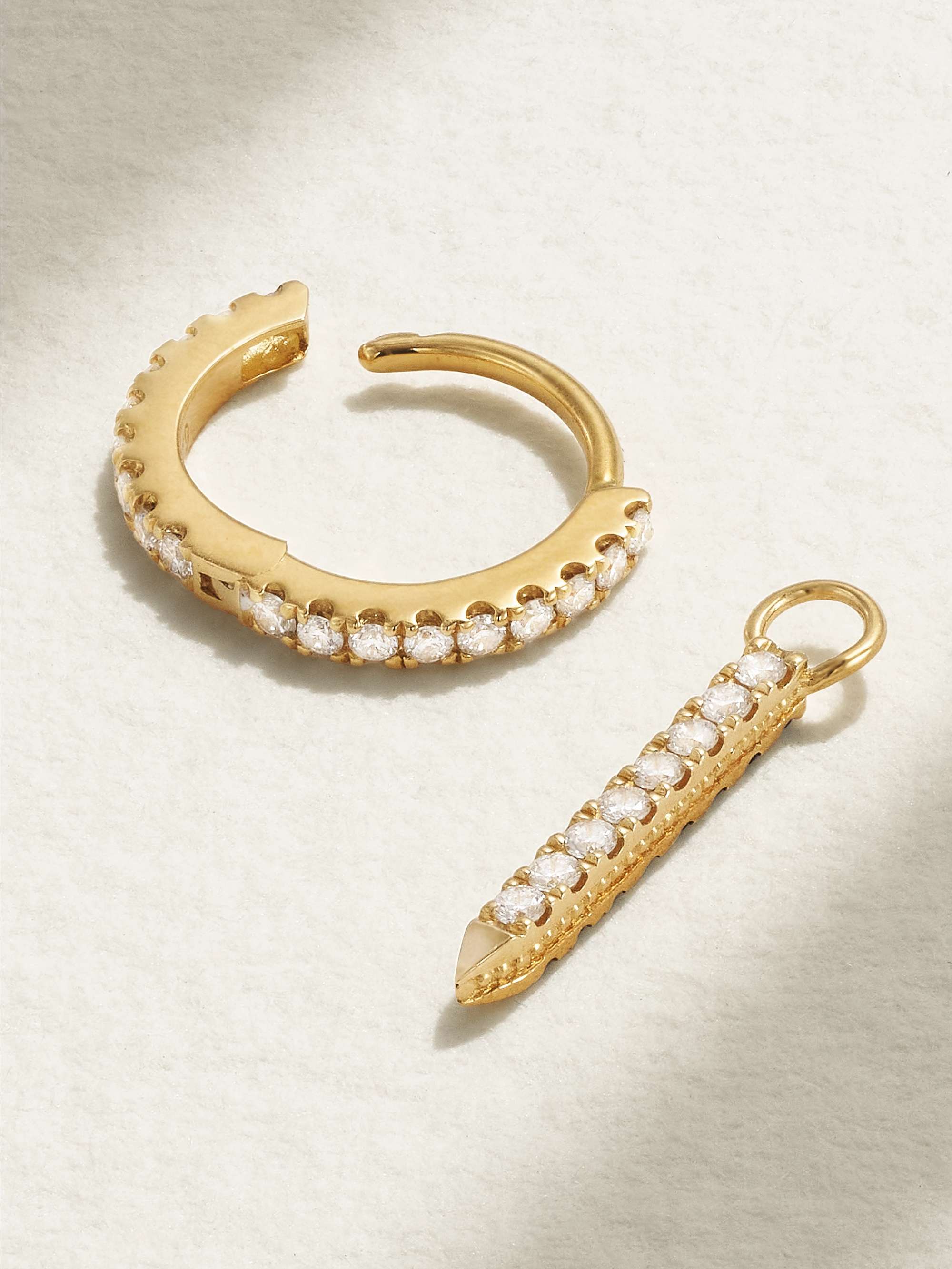 MARIA TASH Eternity Bar 6.5mm 18-karat gold, diamond and sapphire single hoop earring