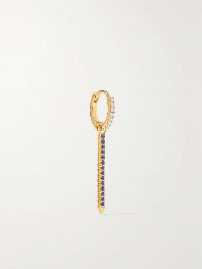 MARIA TASH Eternity Bar 6.5mm 18-karat Gold, Diamond And Sapphire Single Hoop Earring