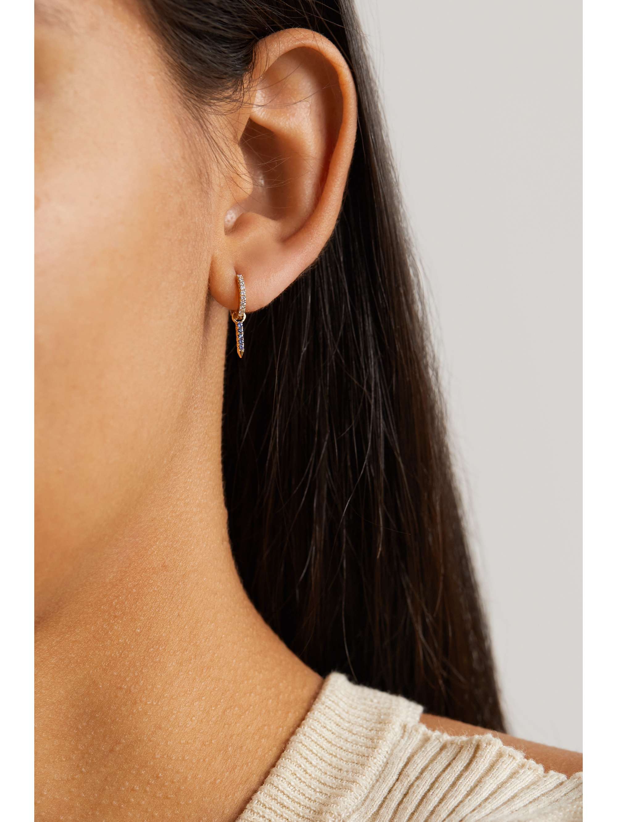 MARIA TASH Eternity Bar 6.5mm 18-karat gold, diamond and sapphire single hoop earring