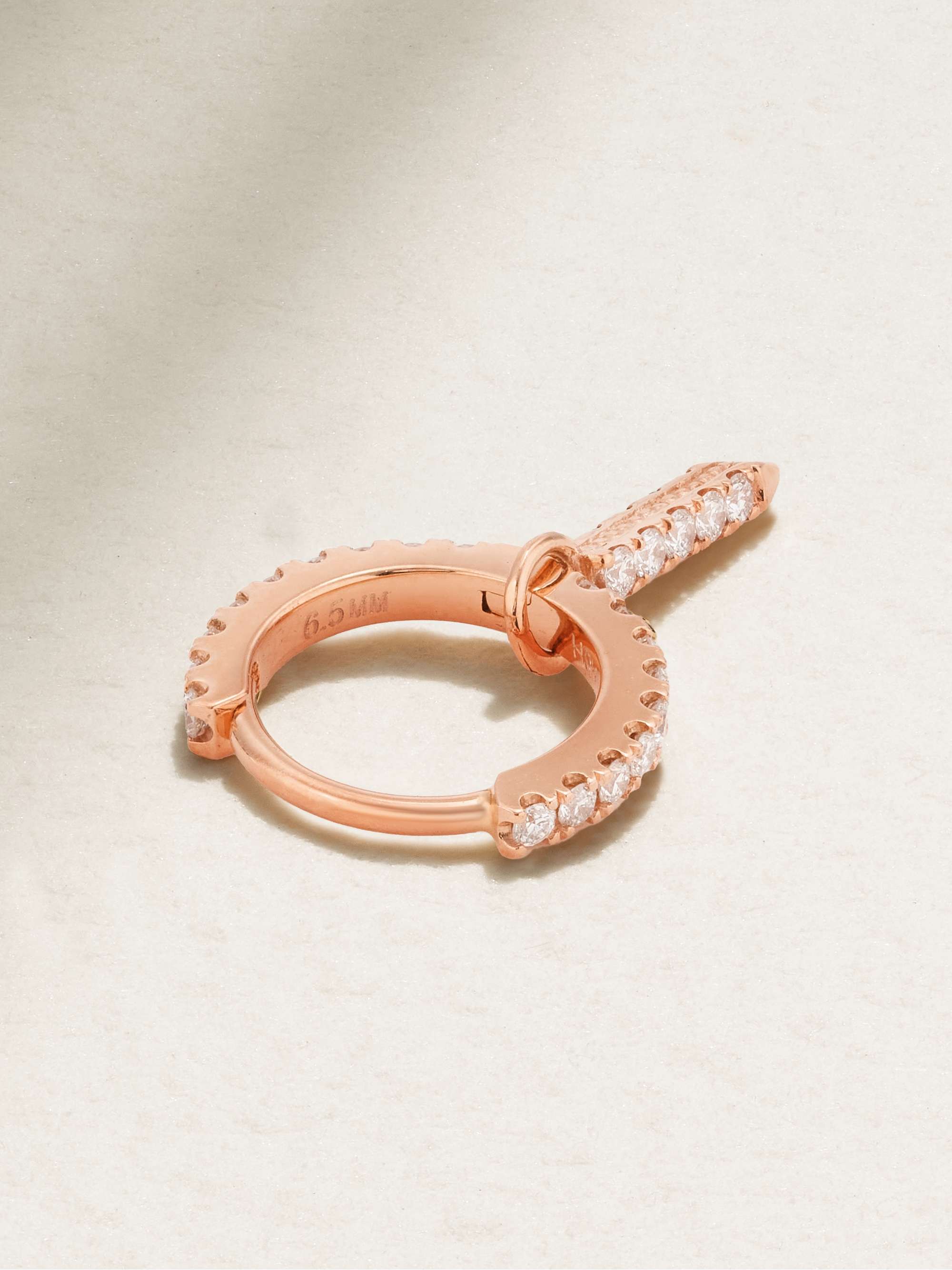 MARIA TASH Eternity Bar 6.5mm 18-karat rose gold diamond single hoop earring