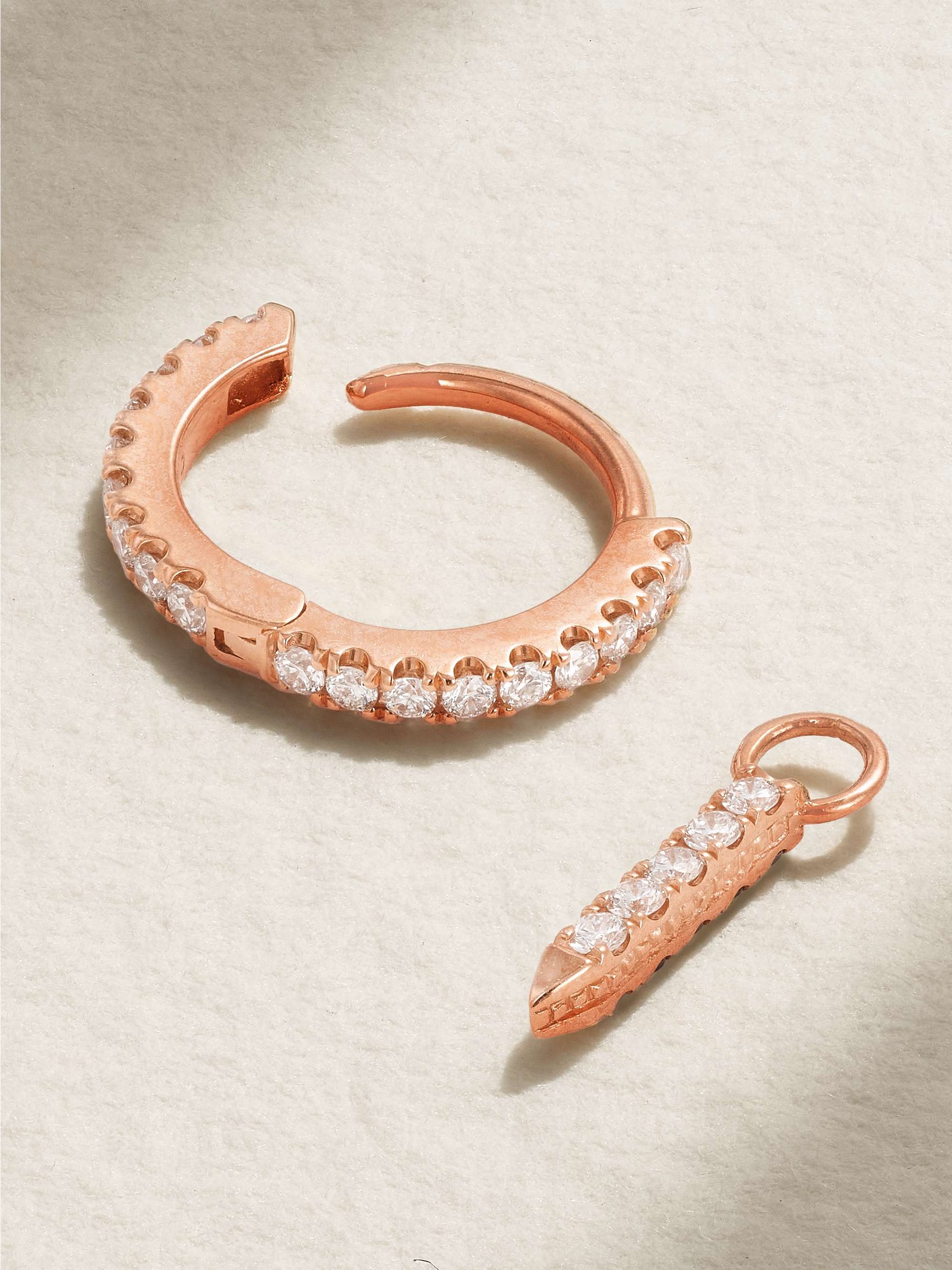 MARIA TASH Eternity Bar 6.5mm 18-karat rose gold diamond single hoop earring