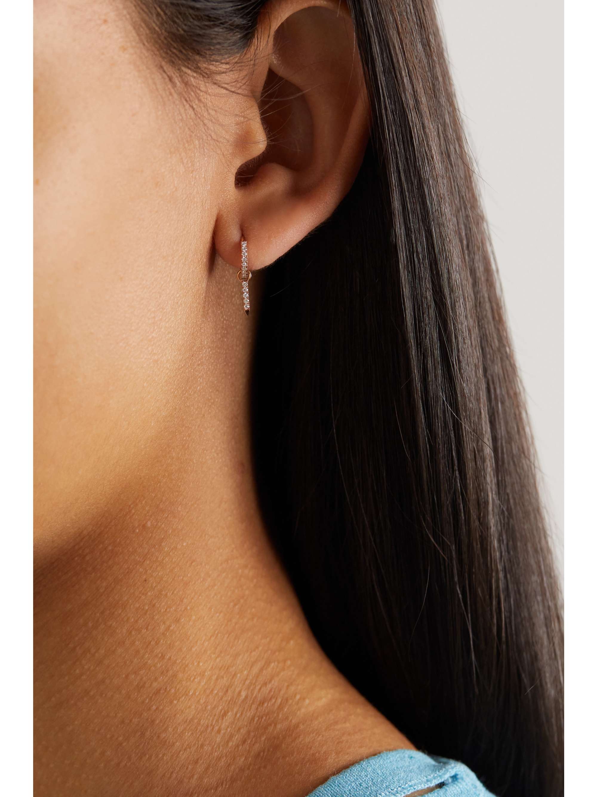MARIA TASH Eternity Bar 6.5mm 18-karat rose gold diamond single hoop earring