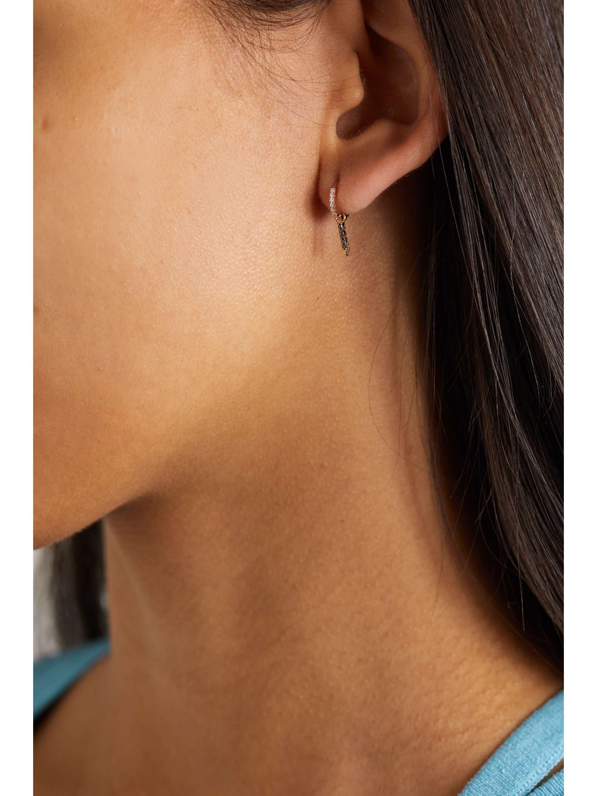 MARIA TASH Eternity Bar 6.5mm 18-karat rose gold diamond single hoop earring