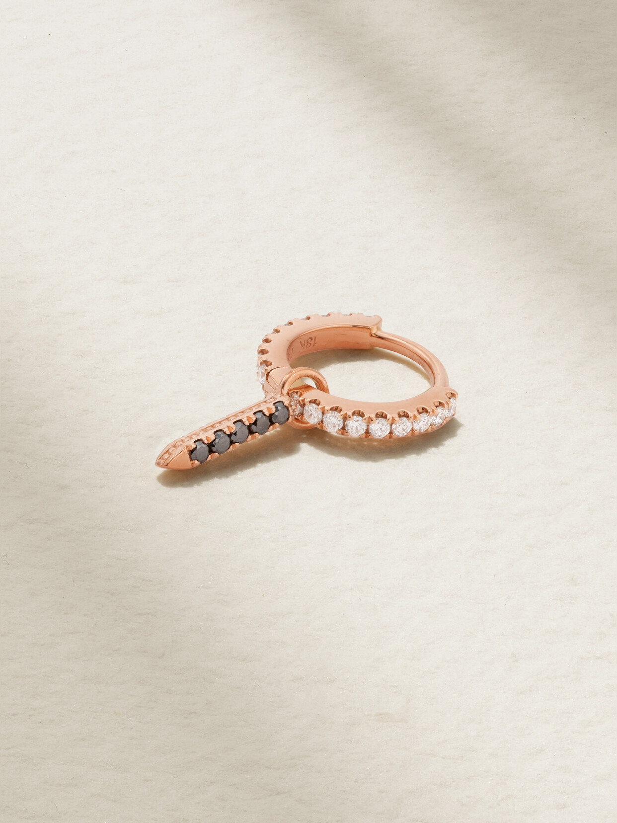 Maria Tash Eternity Bar 6.5mm 18-karat Rose Gold Diamond Single Hoop Earring