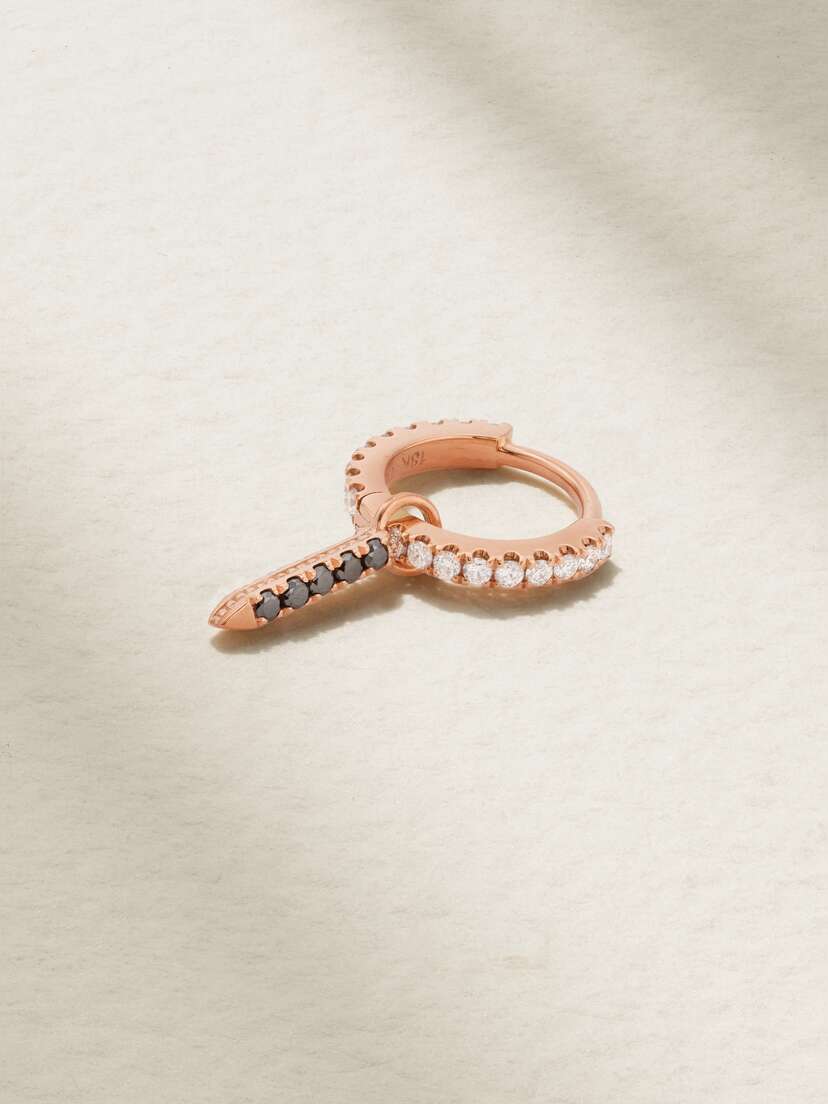 MARIA TASH Eternity Bar 6.5mm 18-karat Rose Gold Diamond Single Hoop Earring