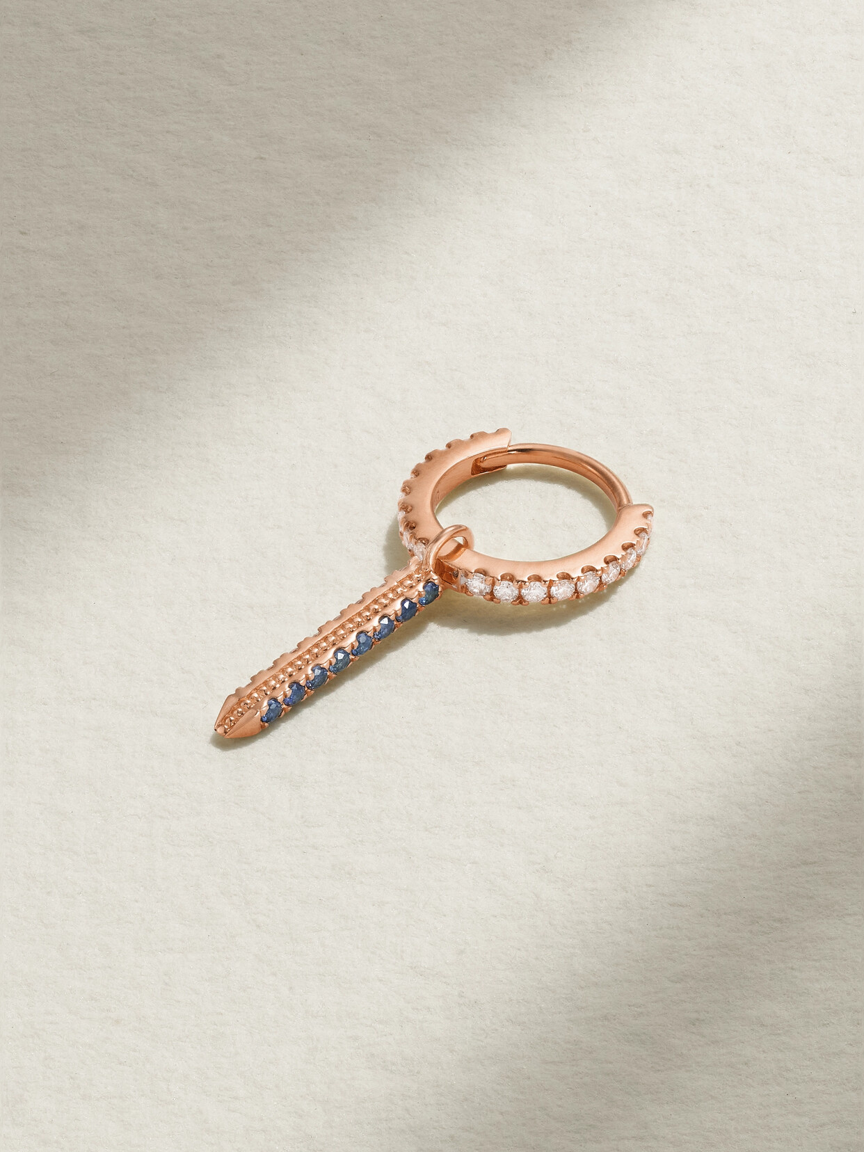 Maria Tash Eternity Bar 6.5mm 18-karat Rose Gold Diamond Single Hoop Earring