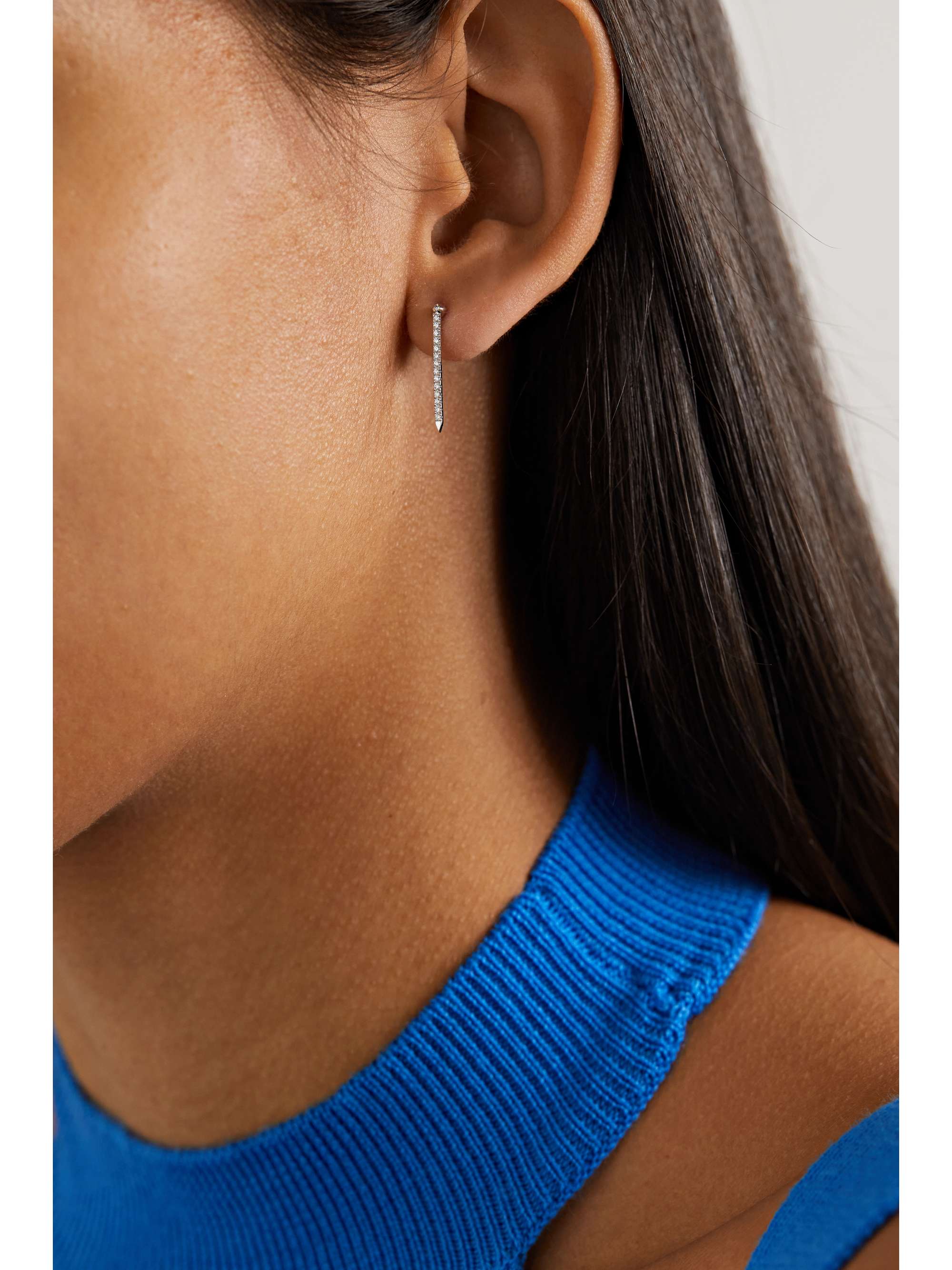 MARIA TASH Eternity Bar 18mm 18-karat white gold diamond single earring