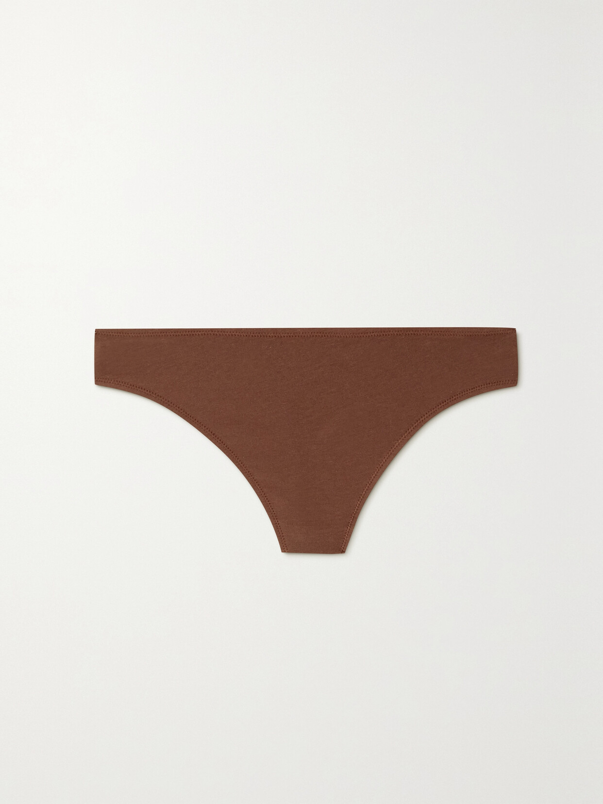 Skin + Net Sustain Genny Stretch Organic Pima Cotton-jersey Thong - Brown