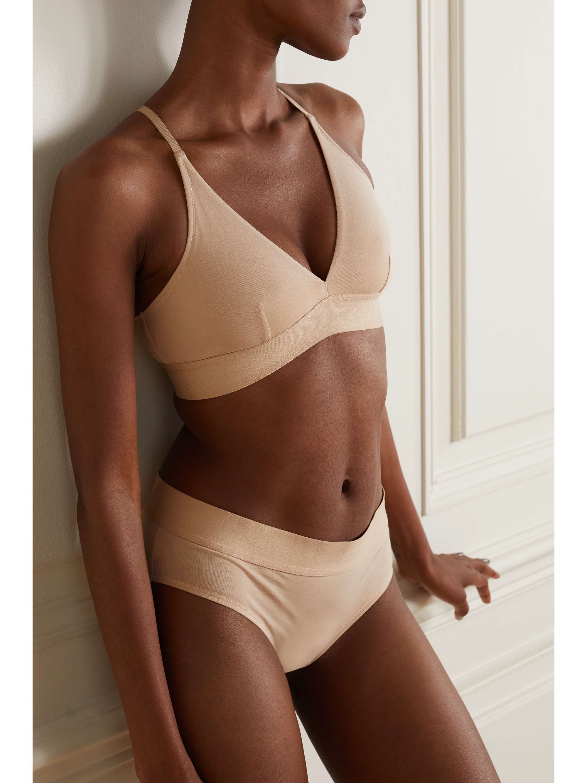 SKIN + NET SUSTAIN Hadlee stretch organic Pima cotton soft-cup triangle bra