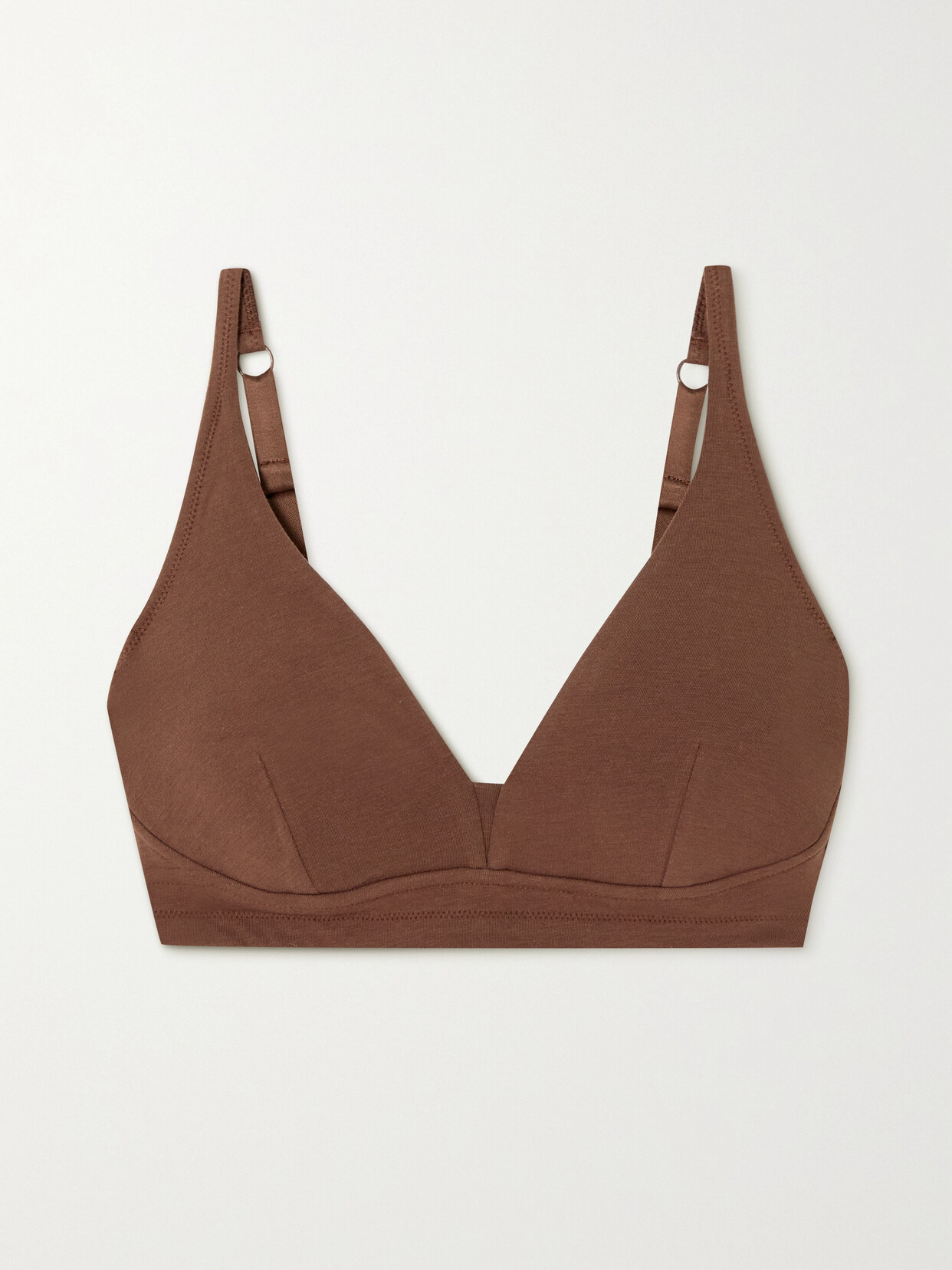 Shop Skin + Net Sustain Gracelynne Stretch Organic Pima Cotton-jersey Soft-cup Bra In Brown