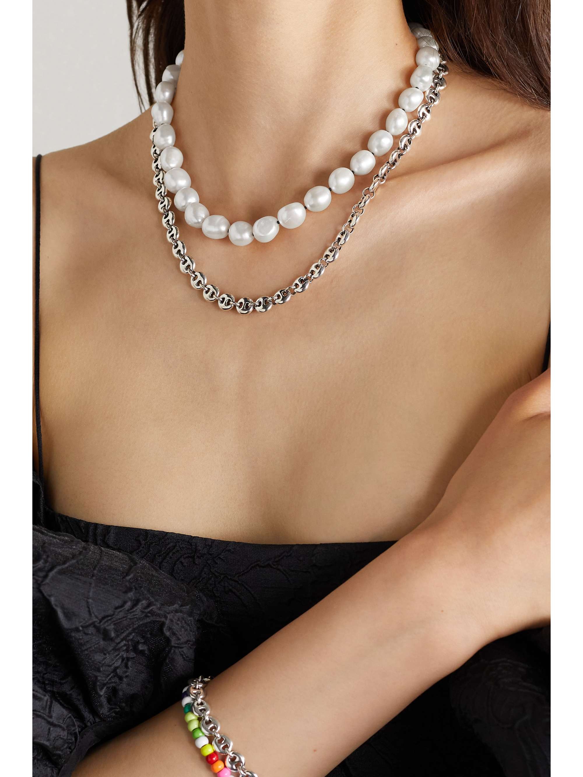 Silver Silver pearl necklace | SOPHIE 