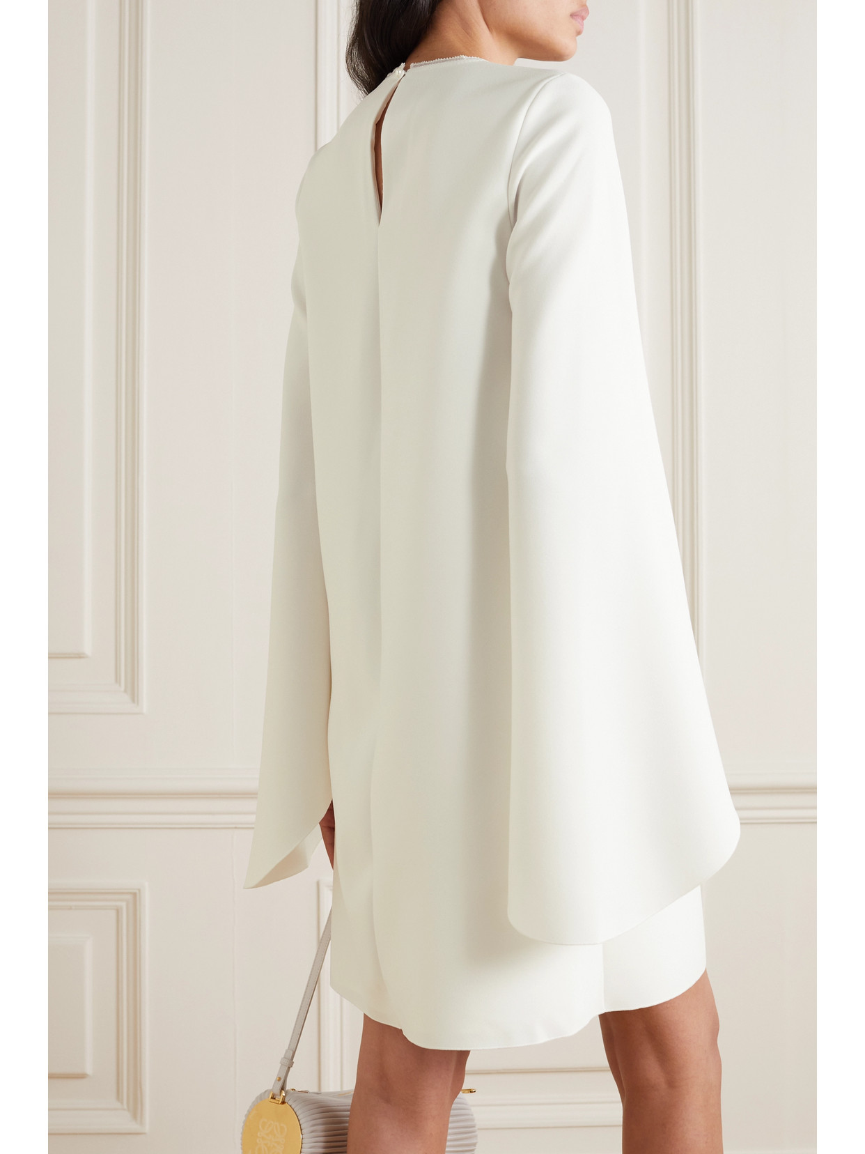 Roksanda Twiggy Lace-trimmed Crepe Cape Mini Dress In Ivory