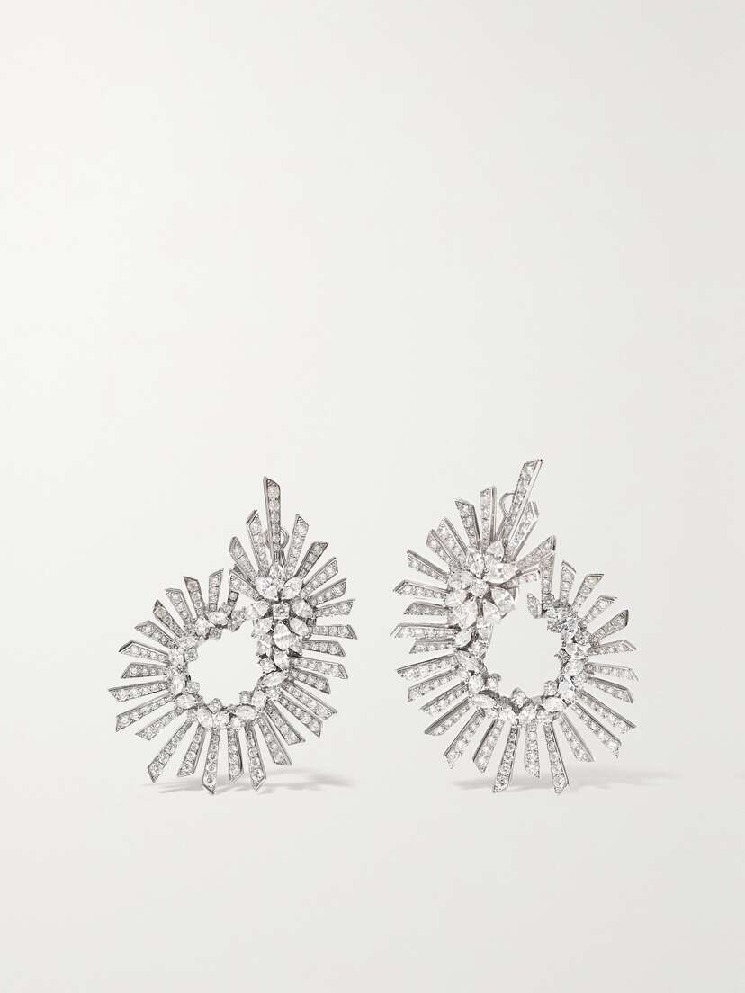 YEPREM 18-karat White Gold Diamond Earrings