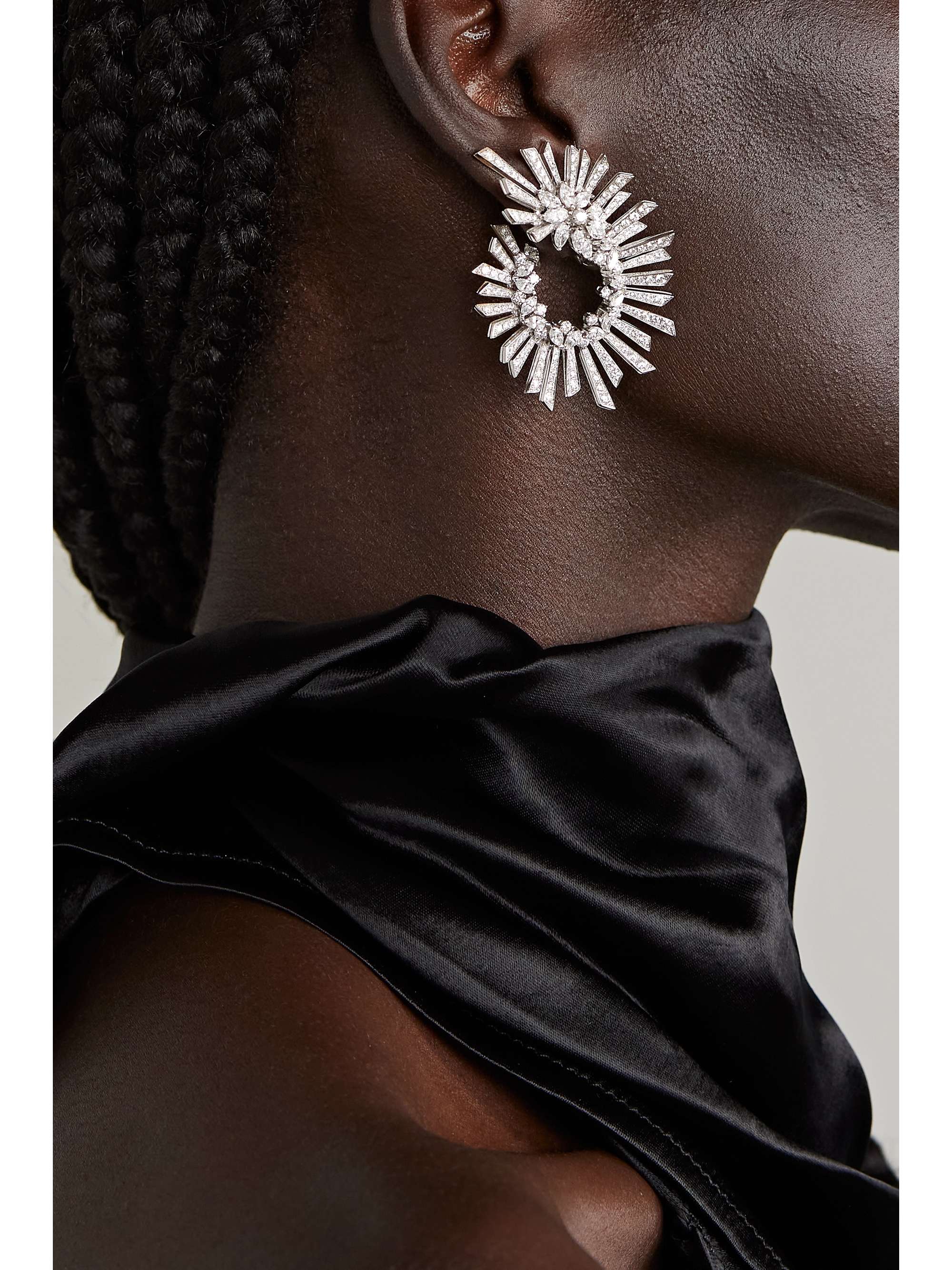 YEPREM 18-karat white gold diamond earrings