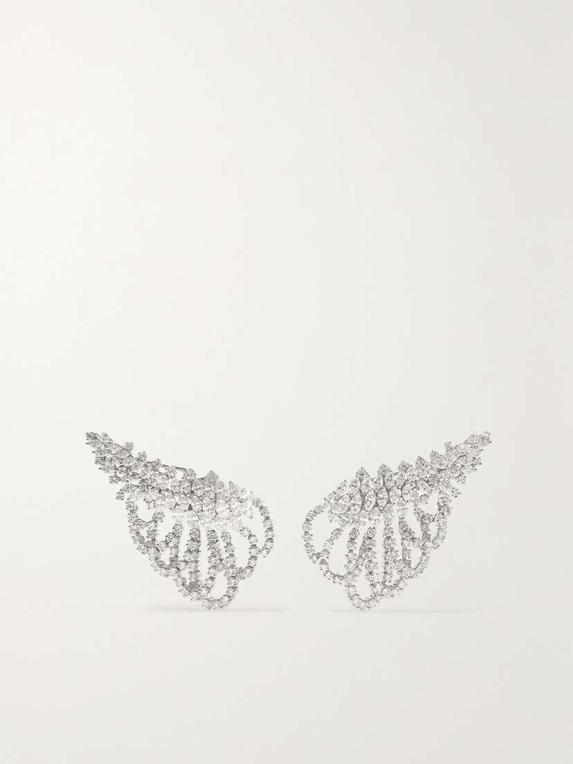 YEPREM 18-karat White Gold Diamond Earrings