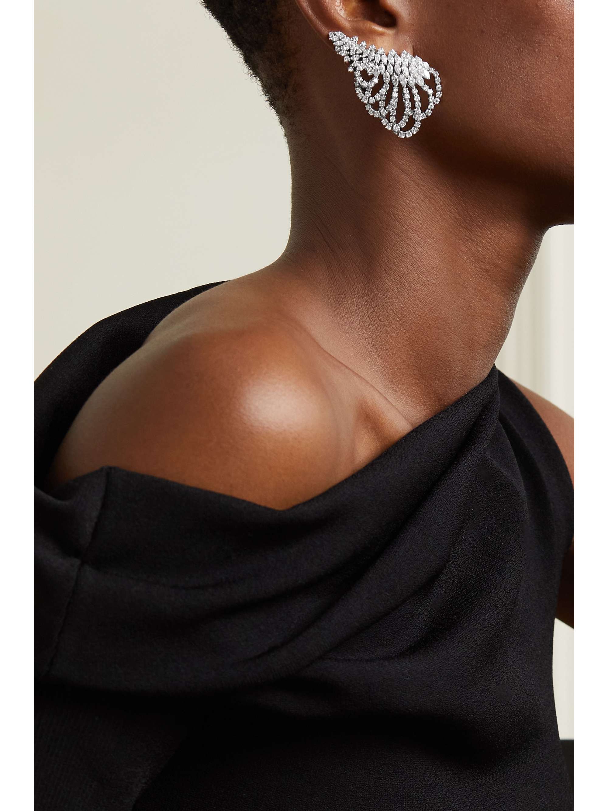 YEPREM 18-karat white gold diamond earrings